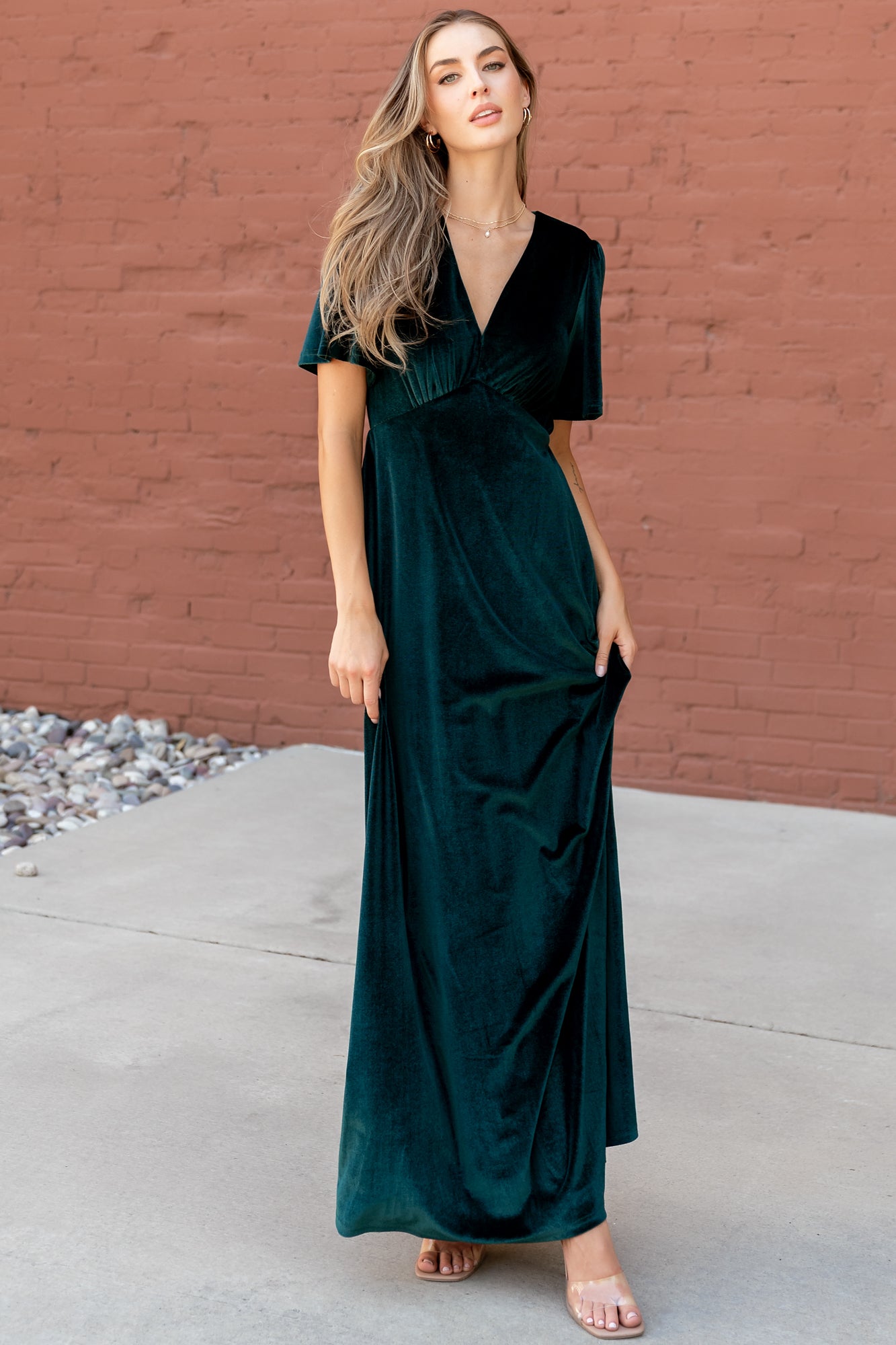 Vivian Velvet Maxi Dress | Emerald-Glamsiq