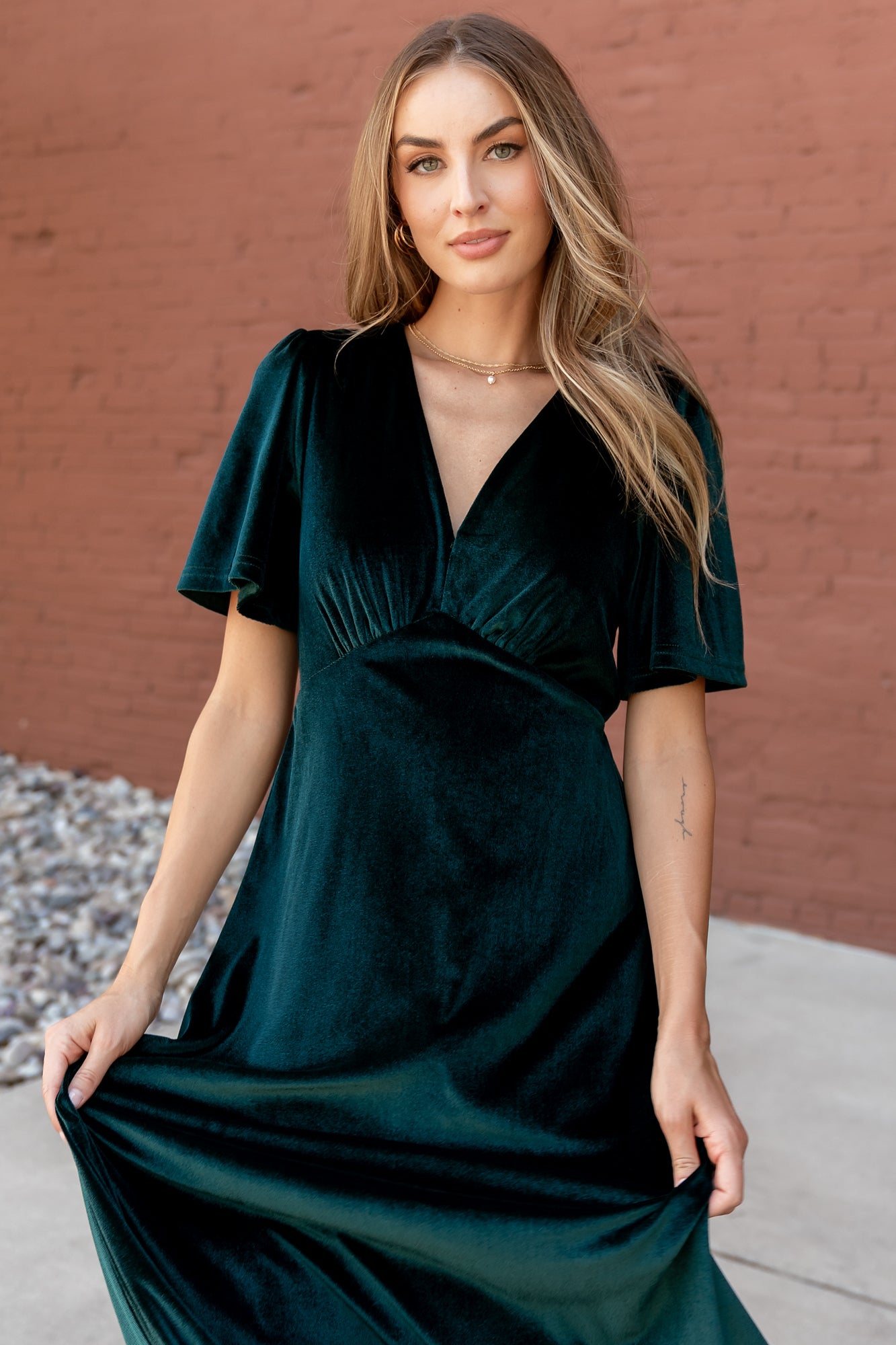 Vivian Velvet Maxi Dress | Emerald-Glamsiq