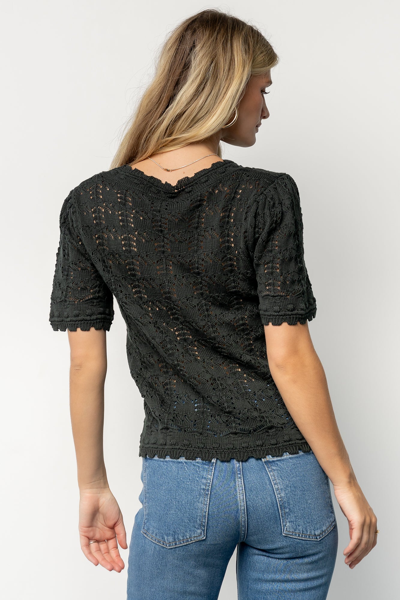 Serenity Knit Sweater Top | Dark Green-Glamsiq