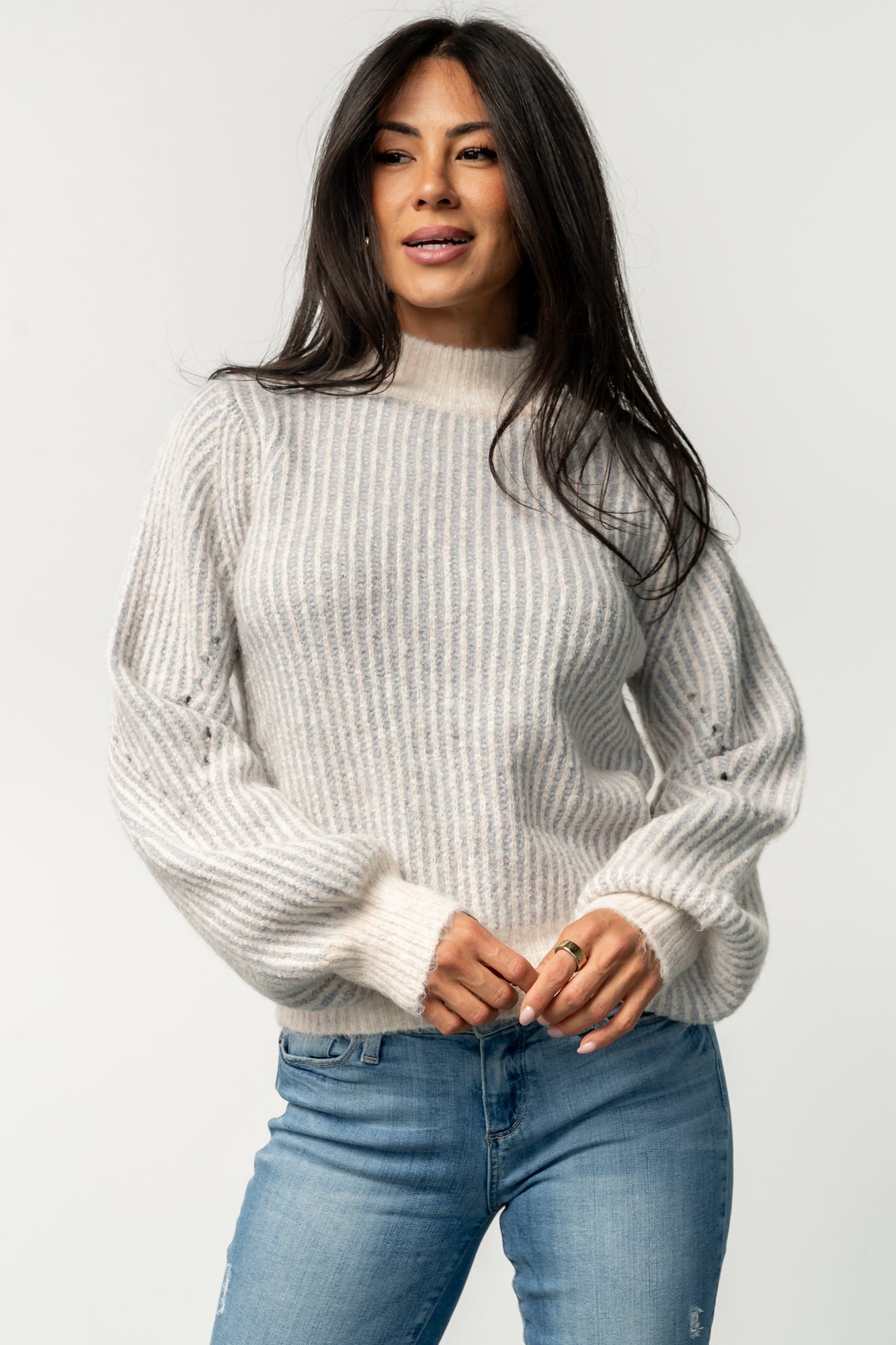 Vanessa Sweater | Natural + Blue Stripe-Glamsiq