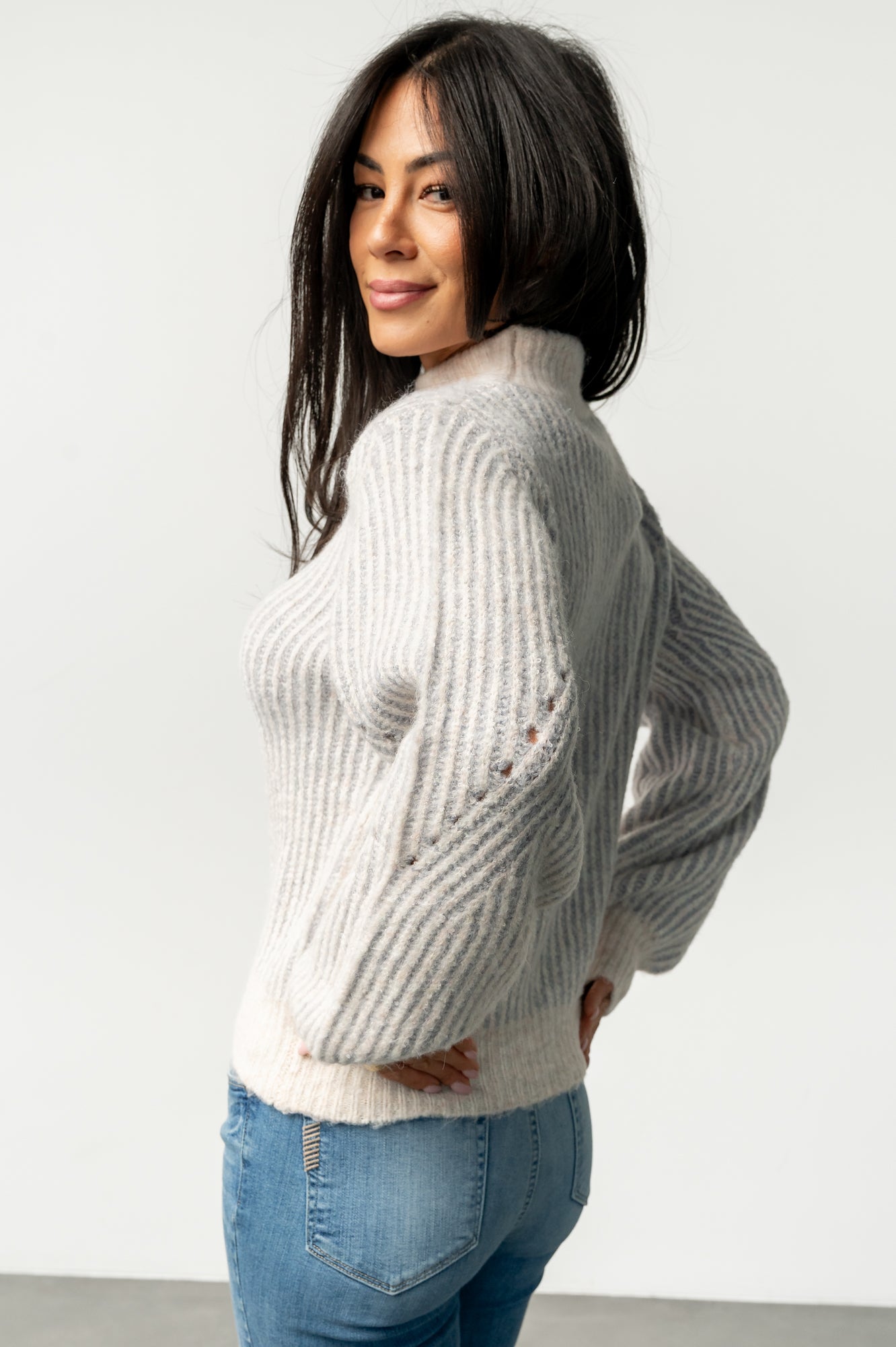 Vanessa Sweater | Natural + Blue Stripe-Glamsiq
