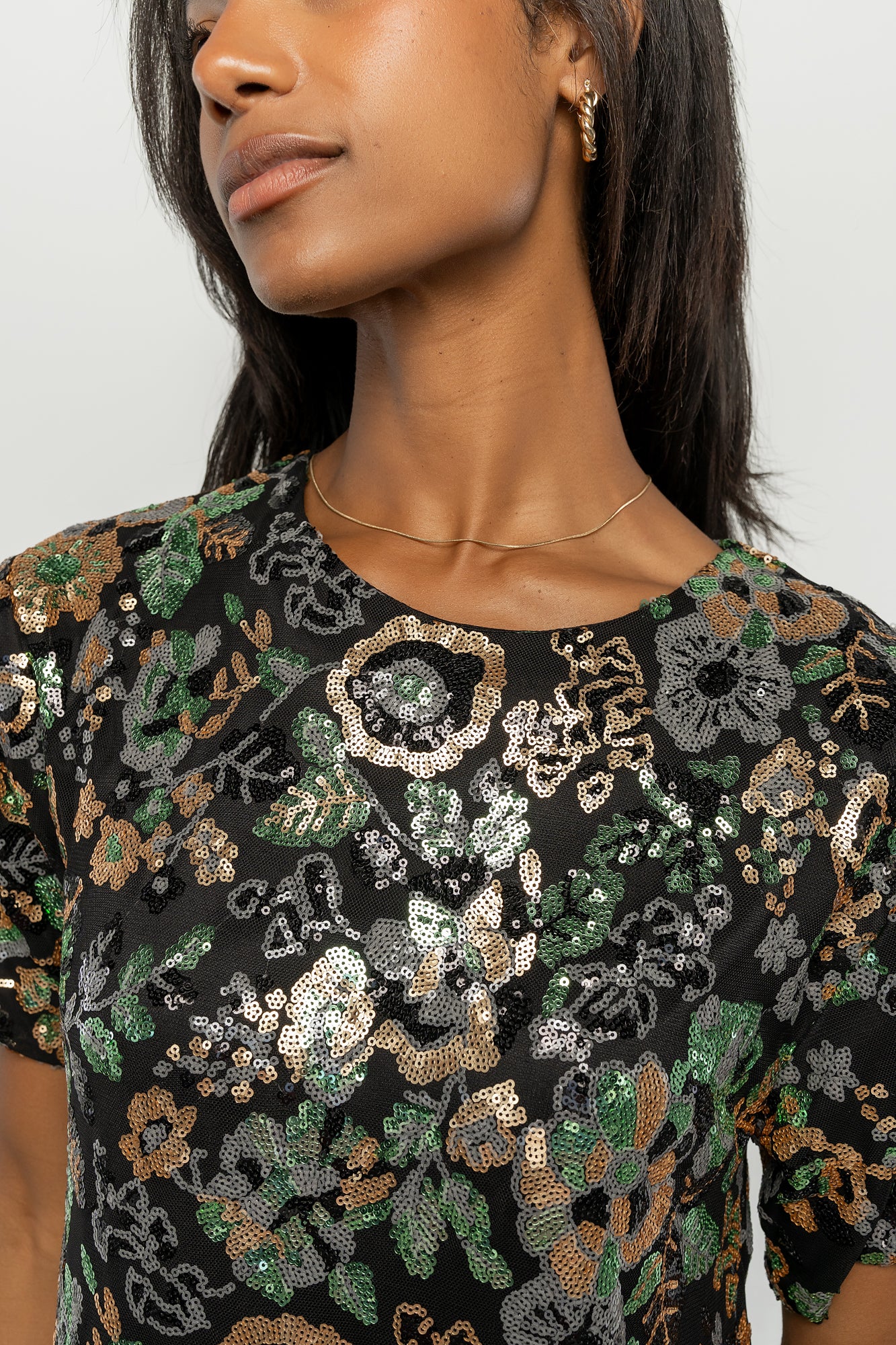 Squires Sequin Short Dress | Black + Green Multi-Glamsiq