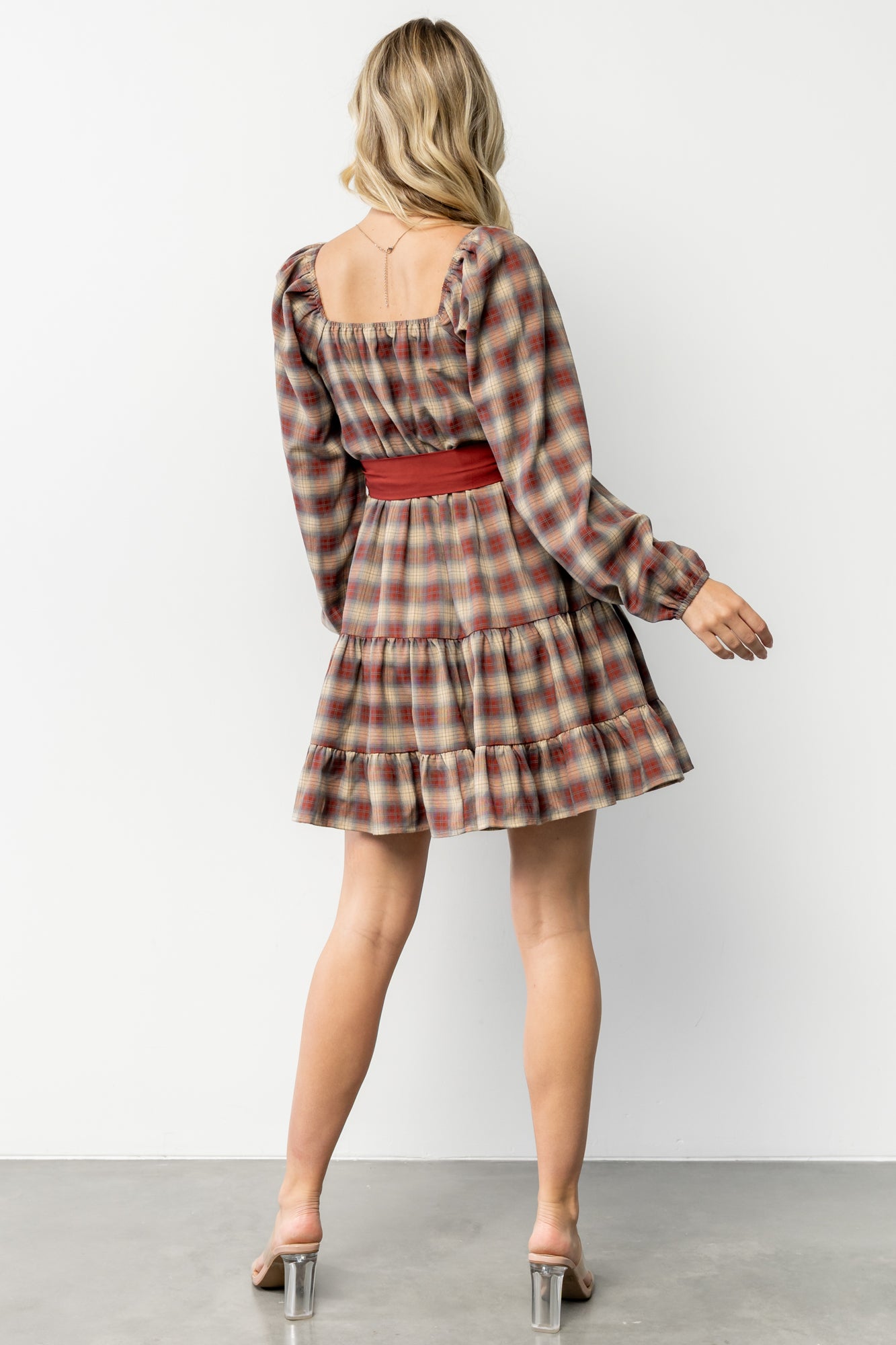 Stina Short Dress | Plaid Multi-Glamsiq
