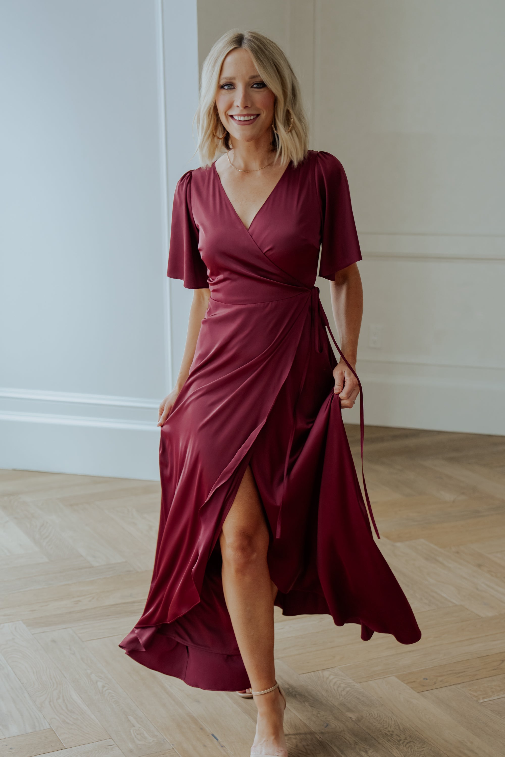 Vara Satin Maxi Wrap Dress | Mulberry-Glamsiq