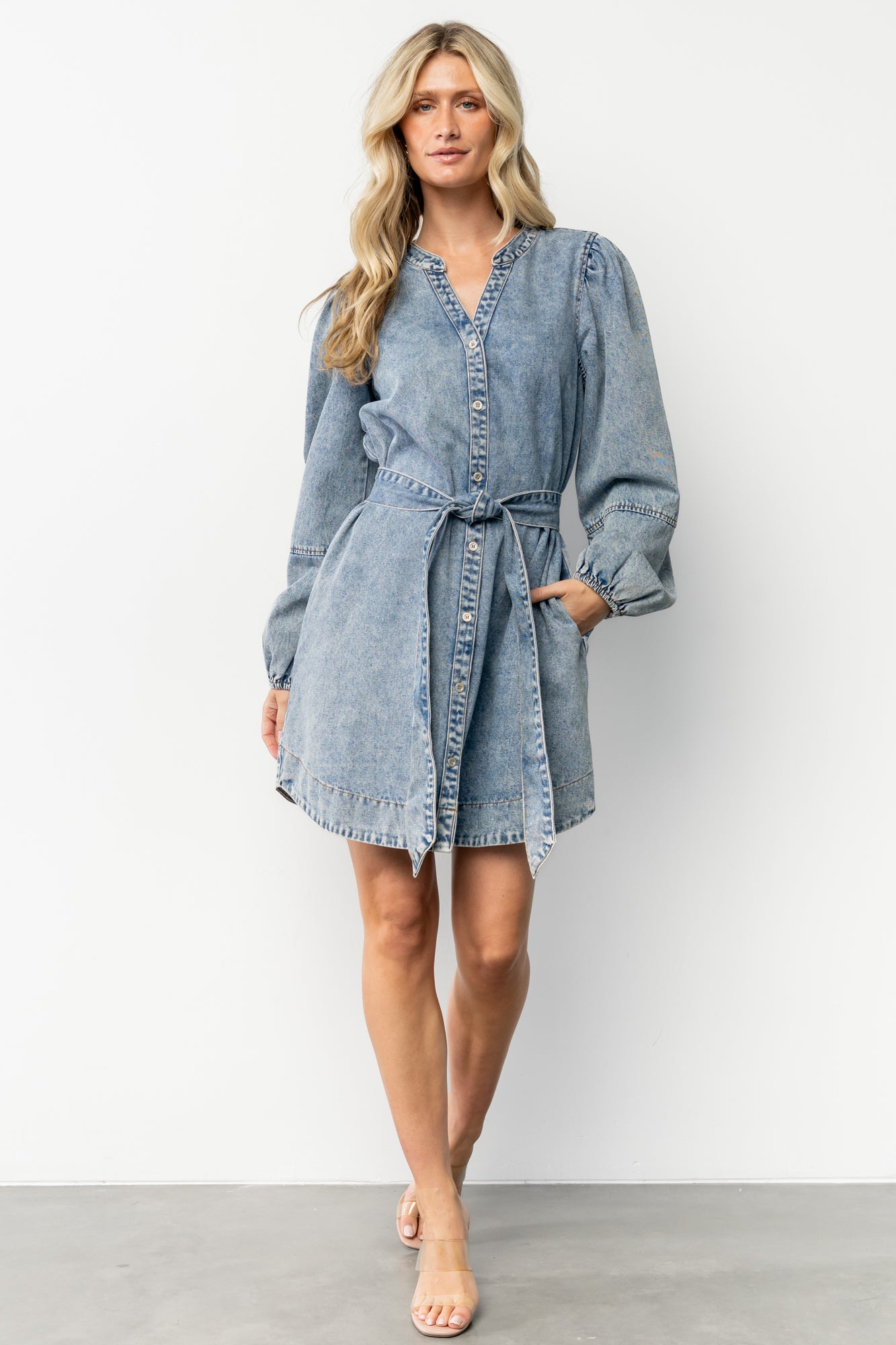 Tora Denim Dress | Light Wash-Glamsiq