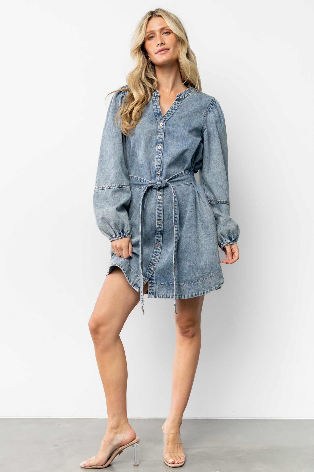 Tora Denim Dress | Light Wash-Glamsiq