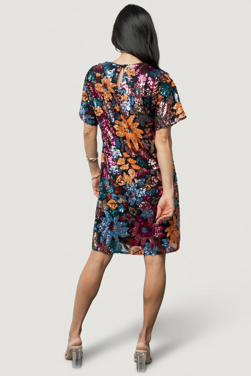 Squires Sequin Short Dress | Black Multi-Glamsiq