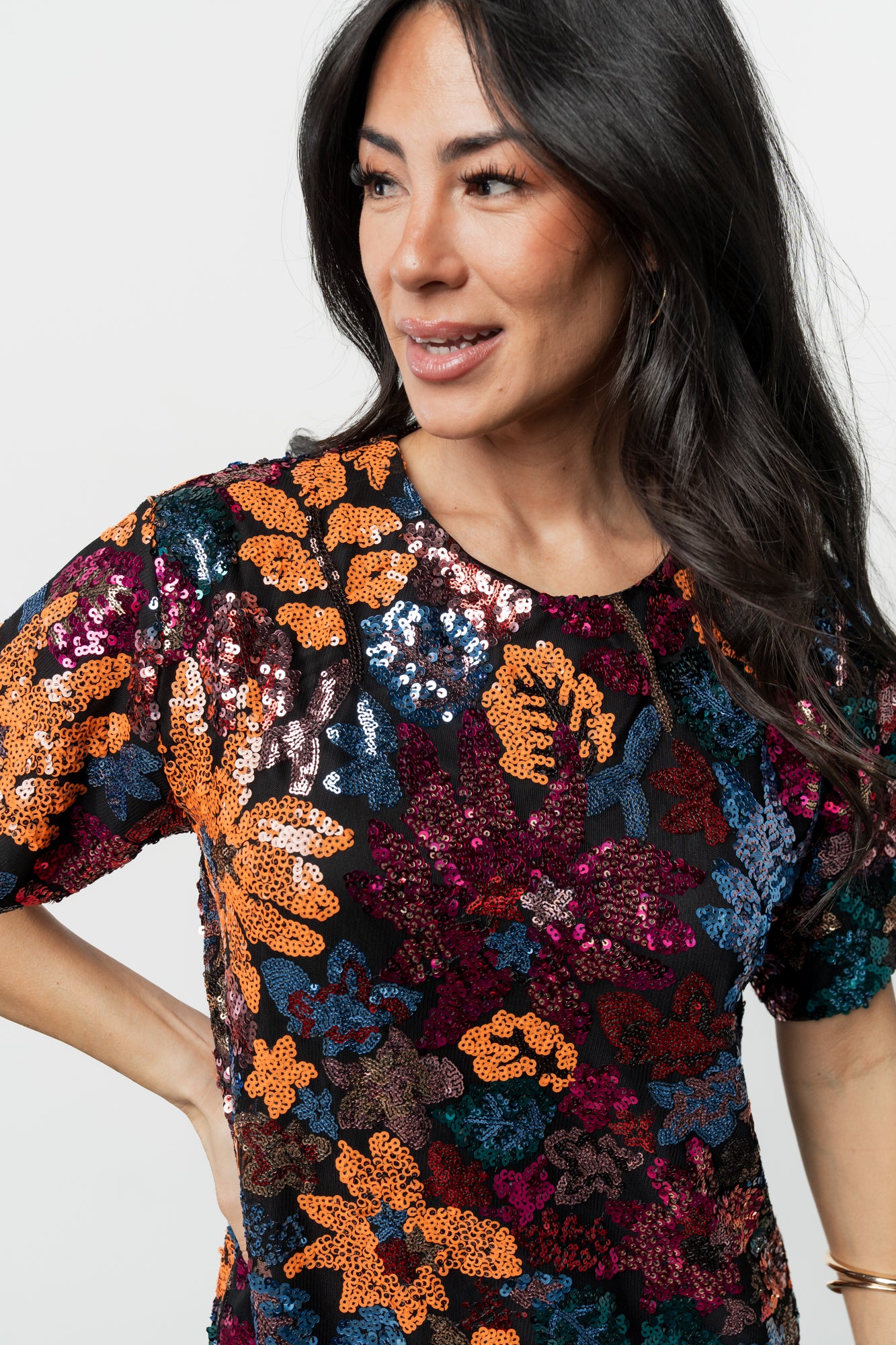 Squires Sequin Short Dress | Black Multi-Glamsiq