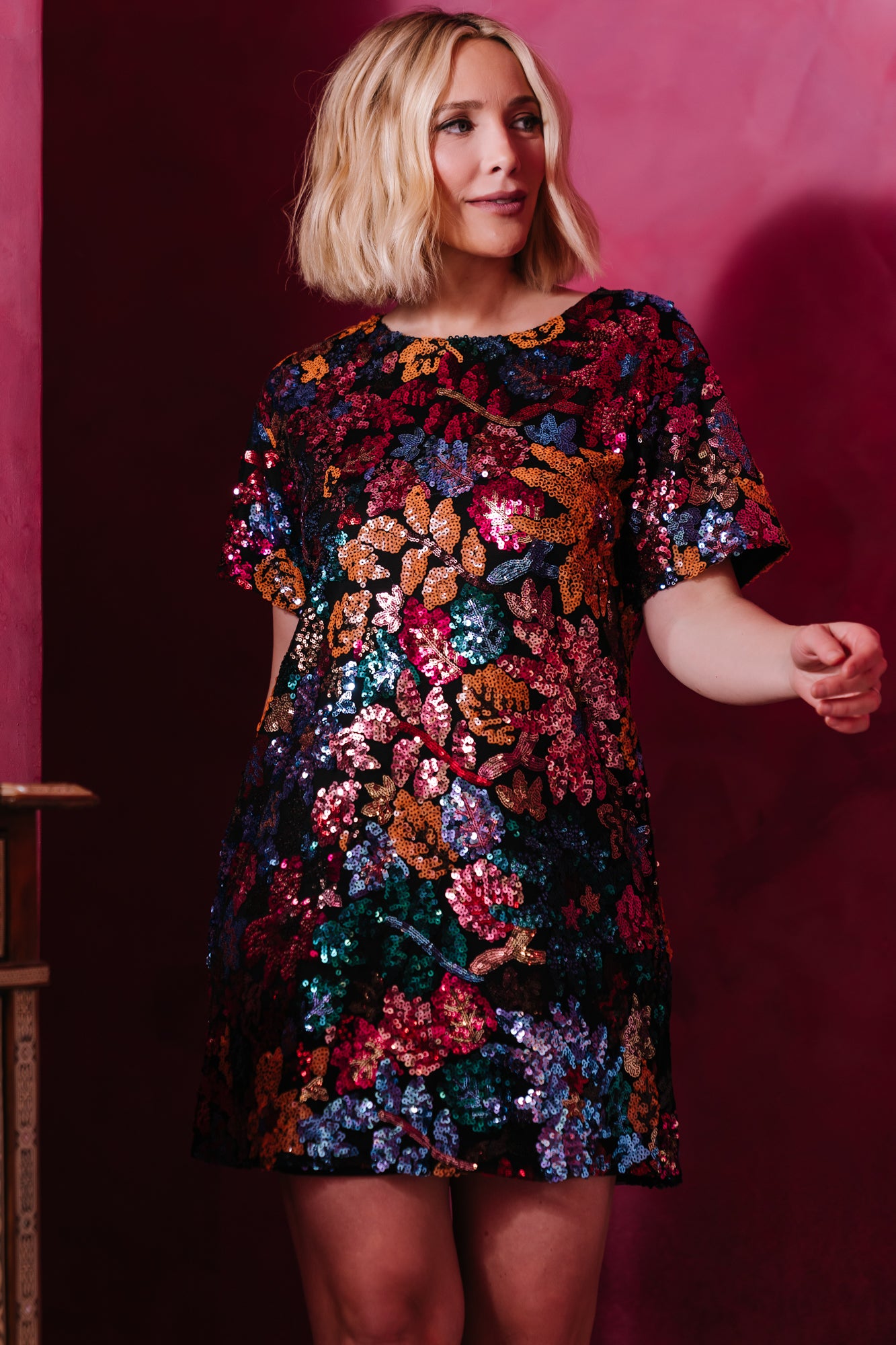 Squires Sequin Short Dress | Black Multi-Glamsiq