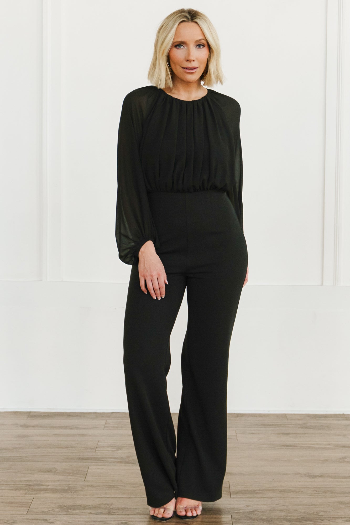 Serene Blouse Jumpsuit | Black-Glamsiq
