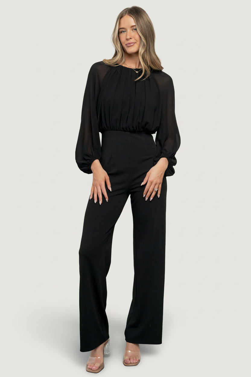 Serene Blouse Jumpsuit | Black-Glamsiq
