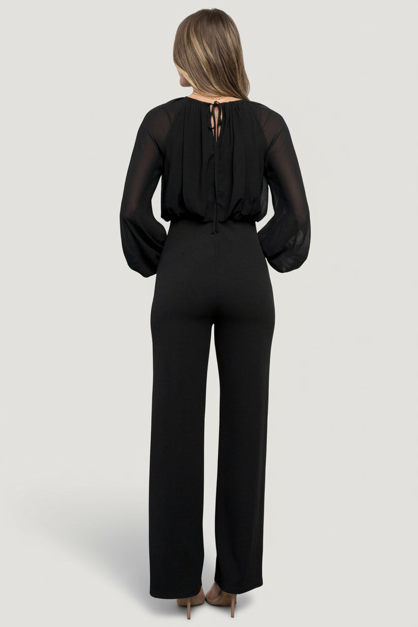 Serene Blouse Jumpsuit | Black-Glamsiq