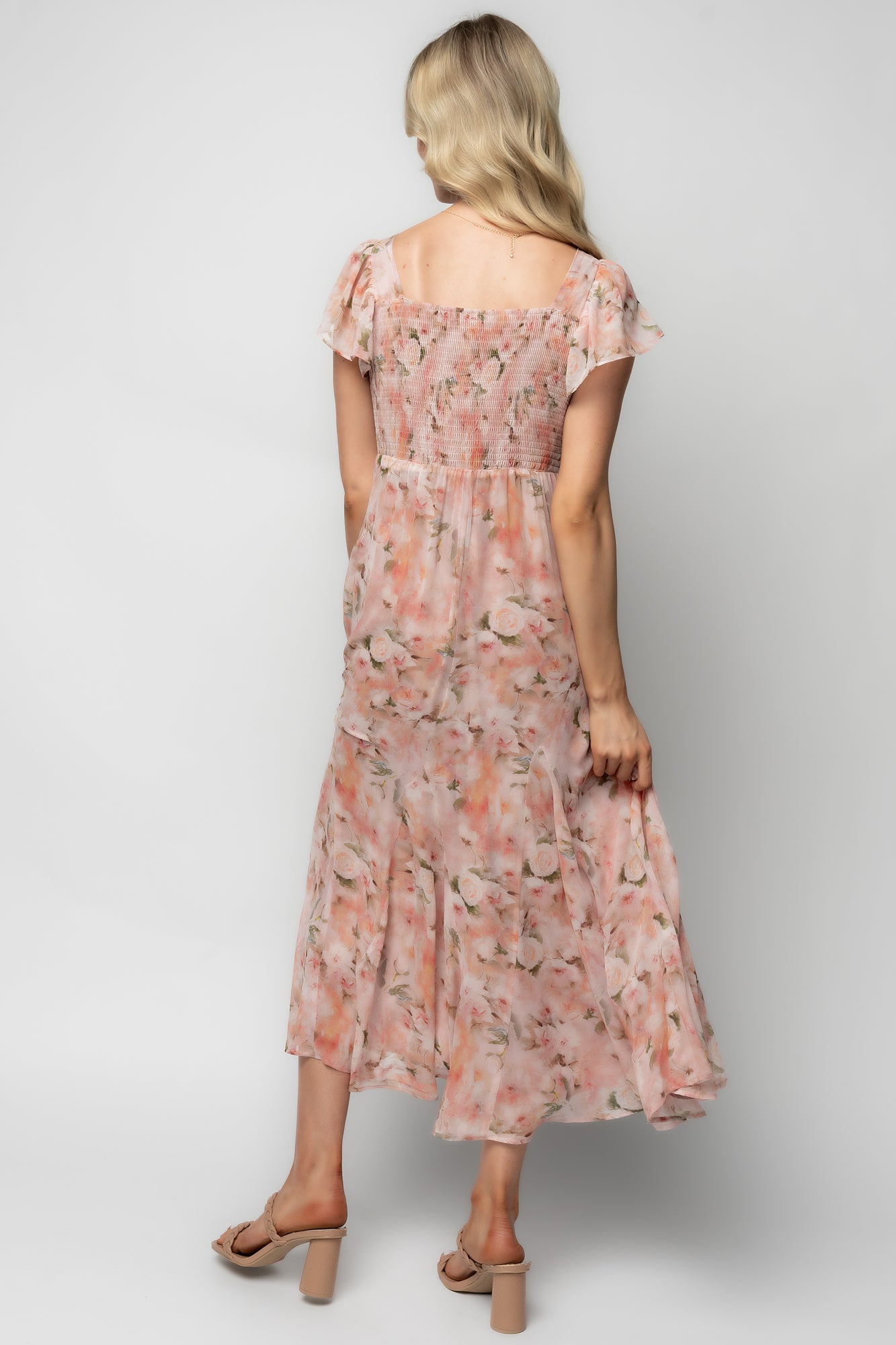 Teuila Midi Dress | Blush Floral-Glamsiq