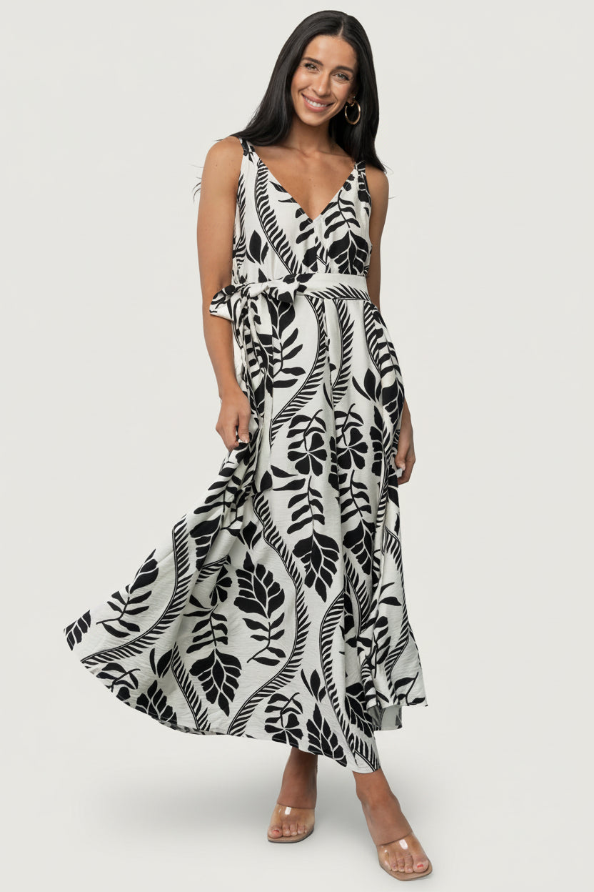 Sofía Maxi Dress | Ivory + Black-Glamsiq