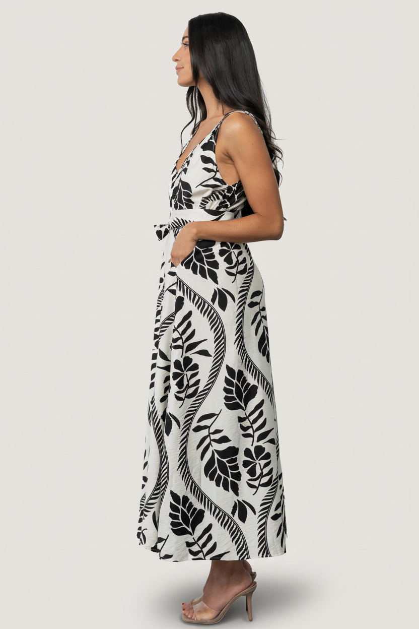 Sofía Maxi Dress | Ivory + Black-Glamsiq