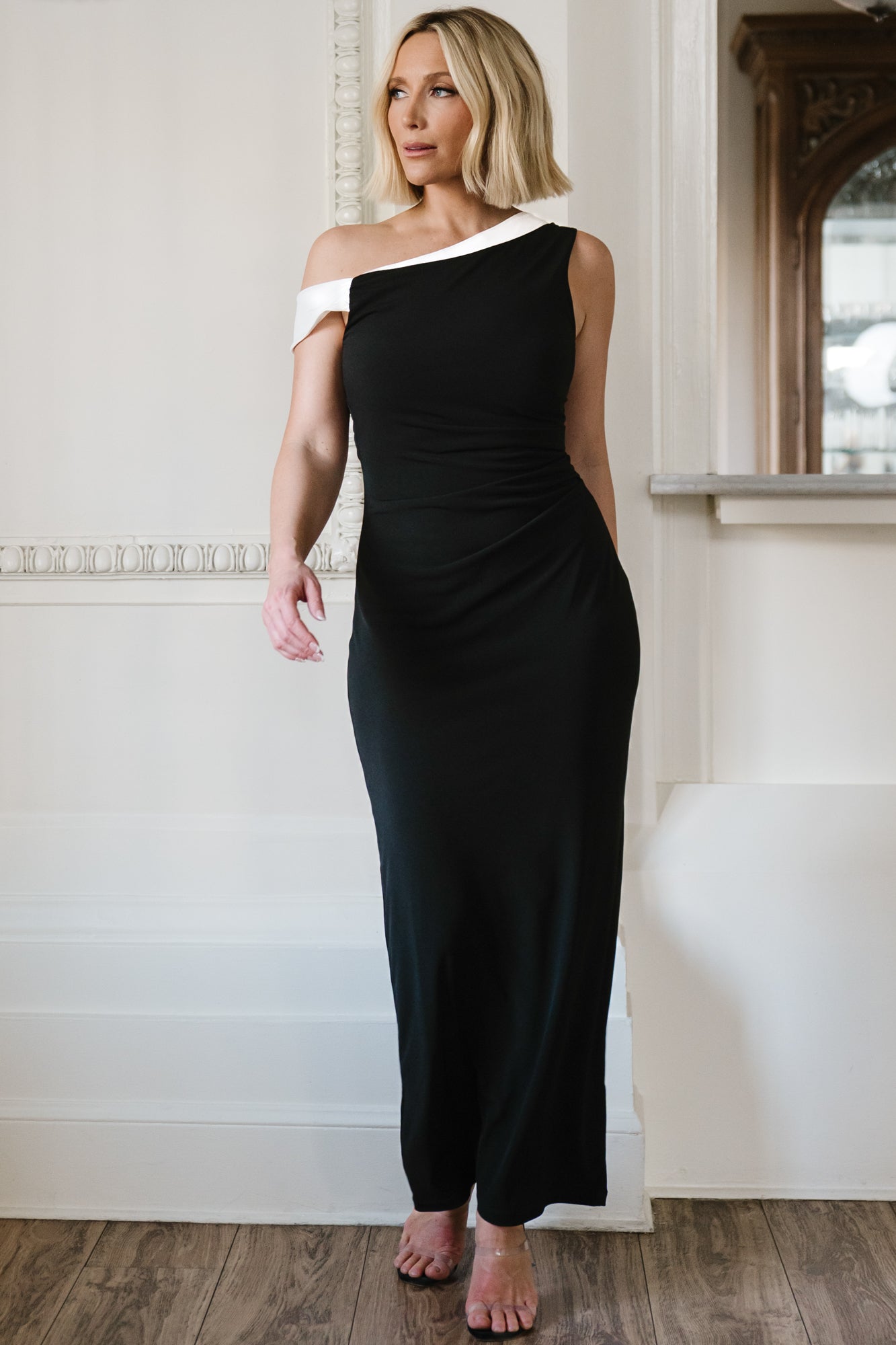 Valena Maxi Dress | Black + Ivory-Glamsiq
