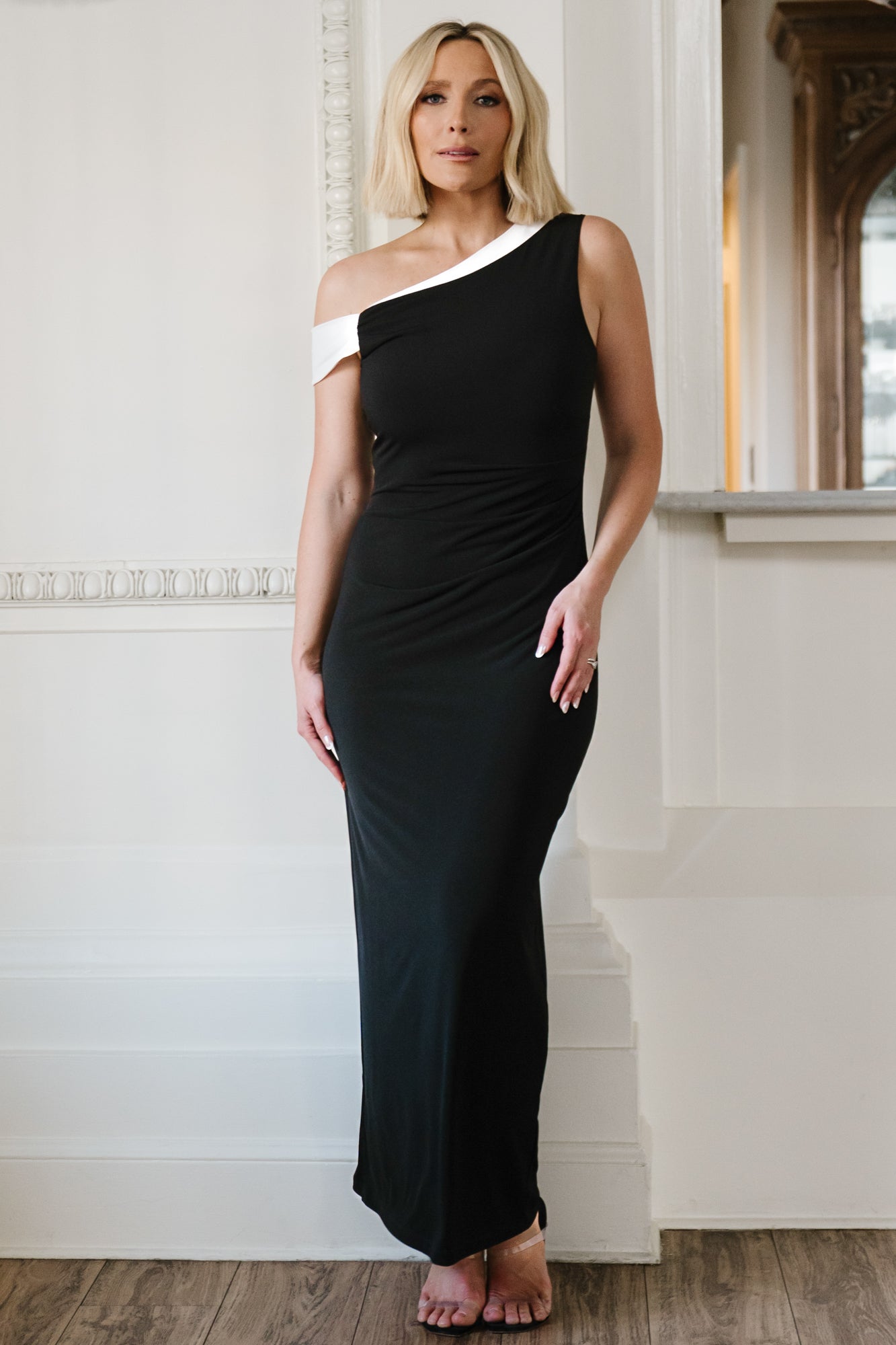 Valena Maxi Dress | Black + Ivory-Glamsiq