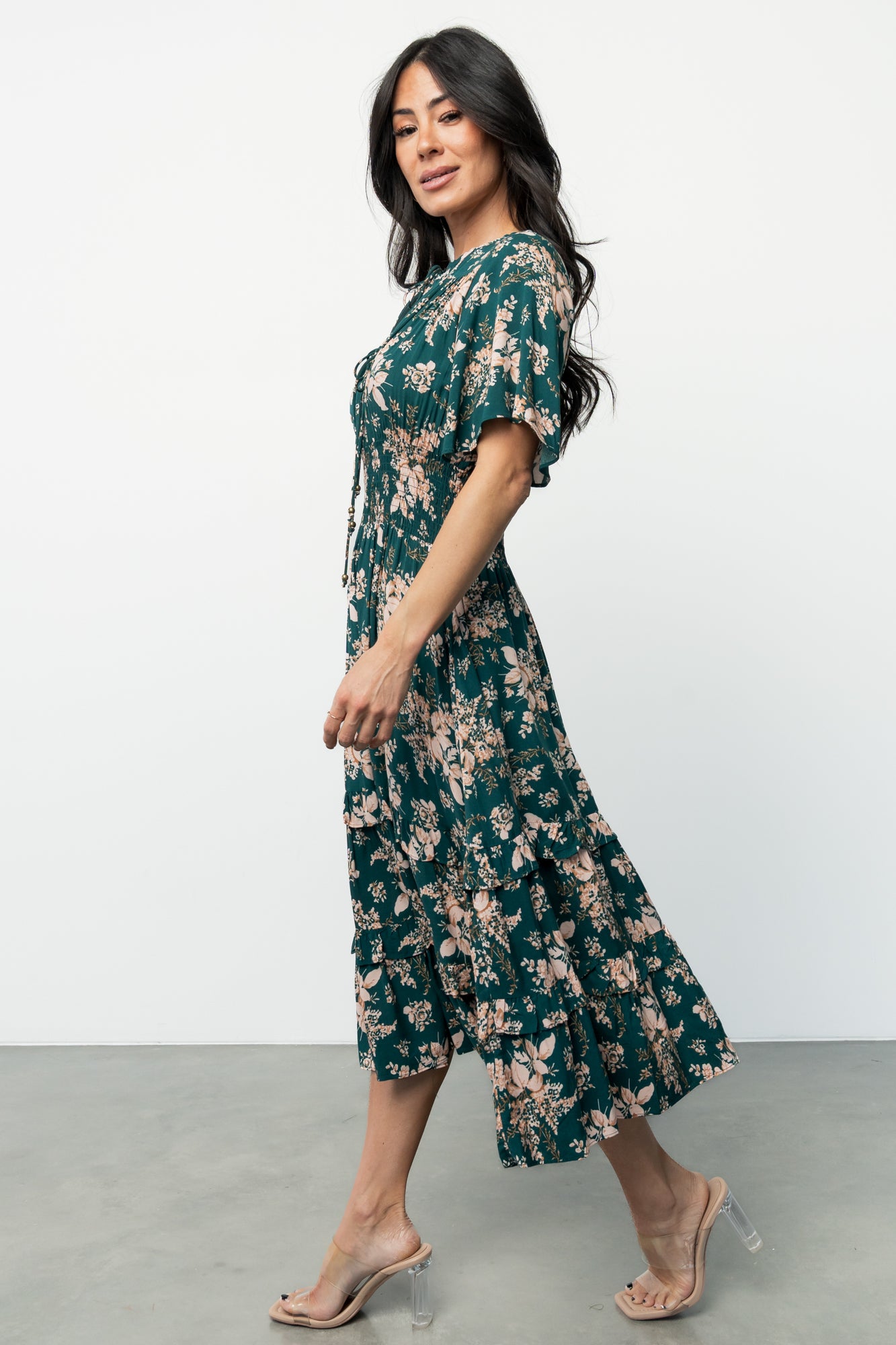 Spell Boho Midi Dress | Topaz + Blush Floral-Glamsiq