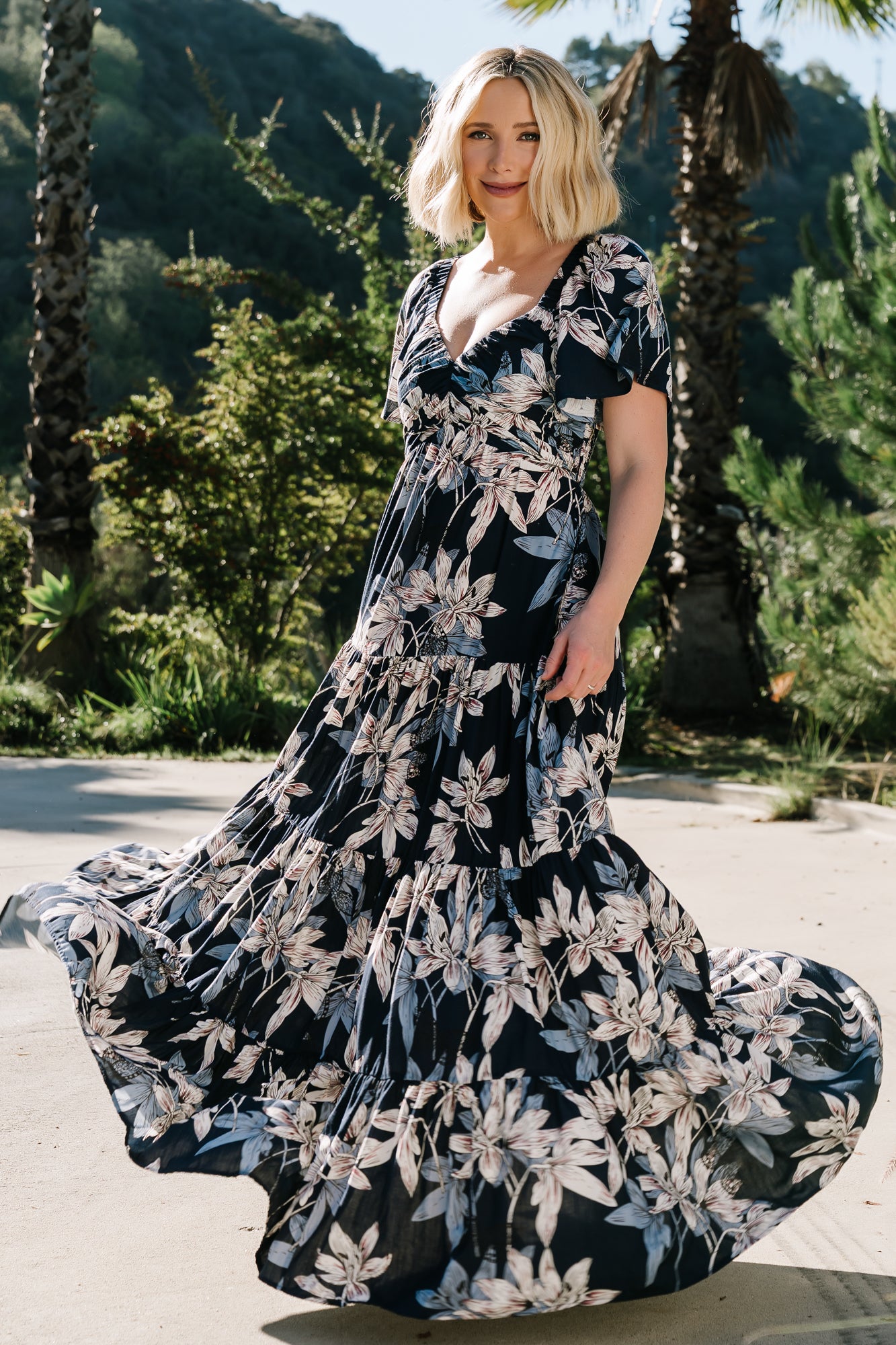 Villa Maxi Dress | Blue Floral-Glamsiq