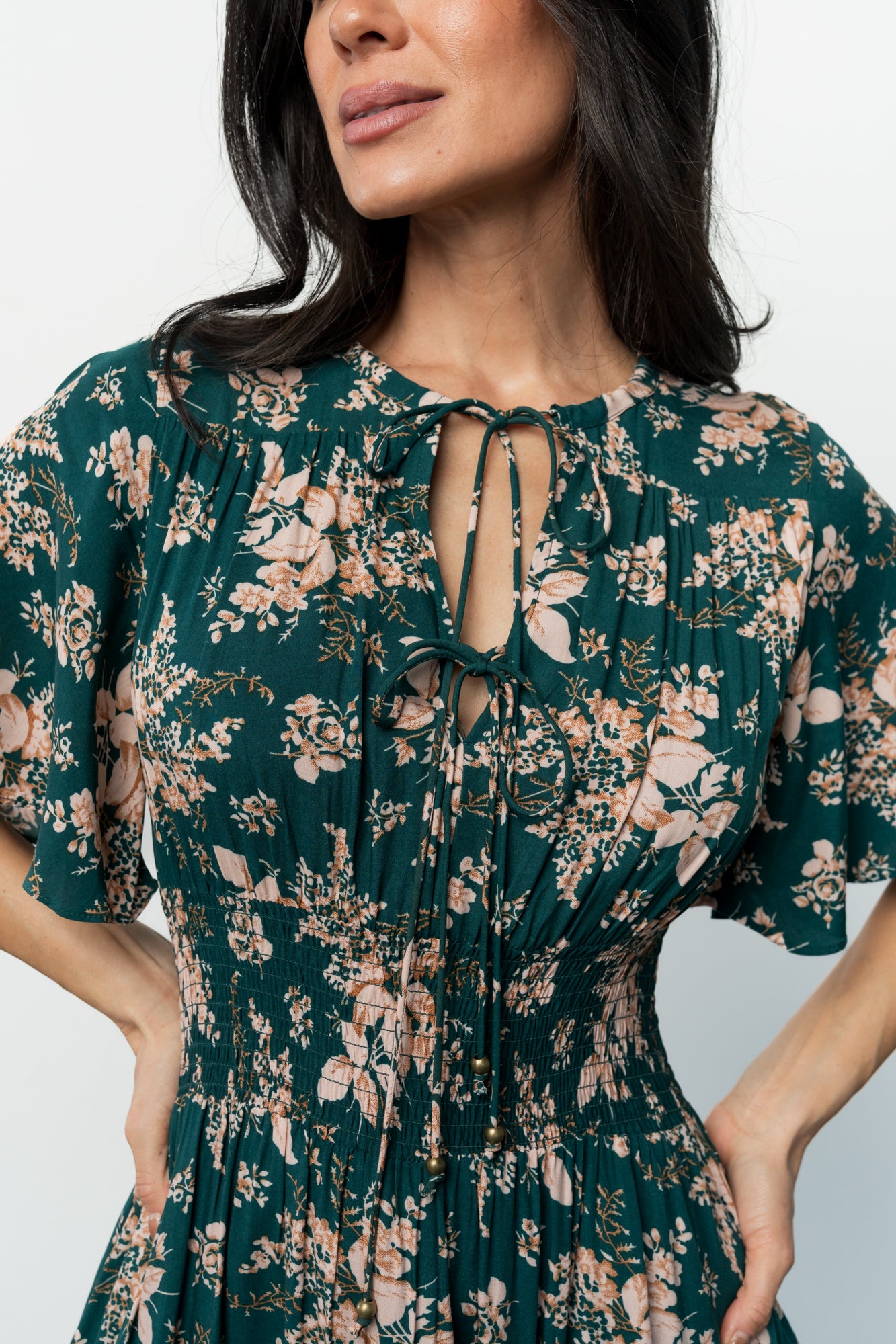 Spell Boho Midi Dress | Topaz + Blush Floral-Glamsiq