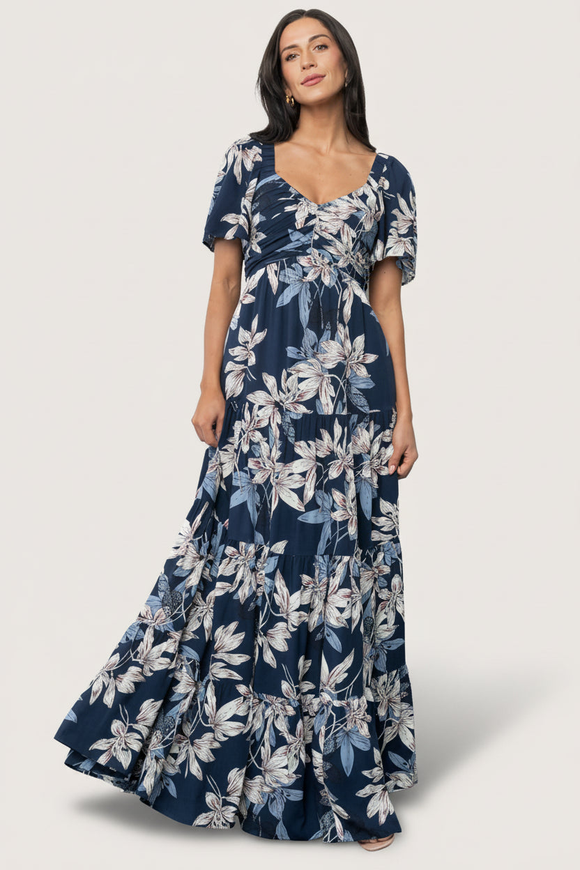 Villa Maxi Dress | Blue Floral-Glamsiq