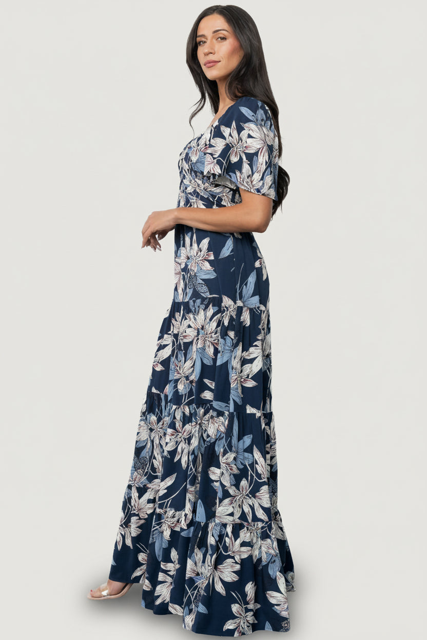 Villa Maxi Dress | Blue Floral-Glamsiq