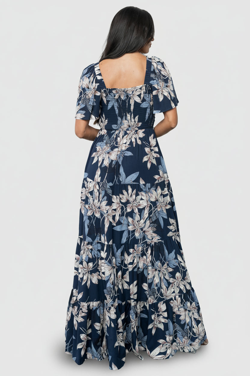 Villa Maxi Dress | Blue Floral-Glamsiq