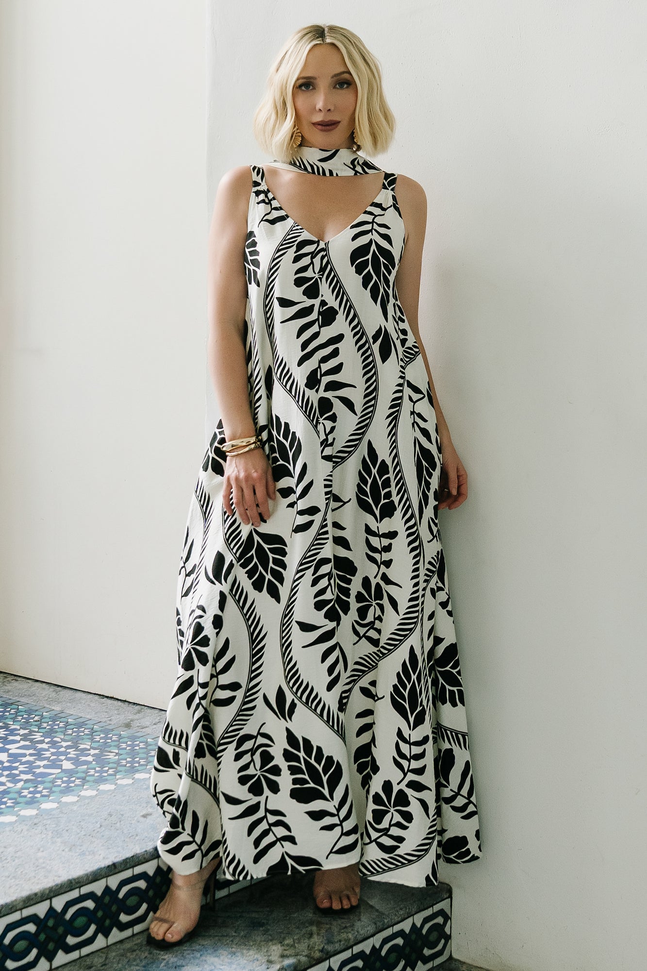 Sofía Maxi Dress | Ivory + Black-Glamsiq