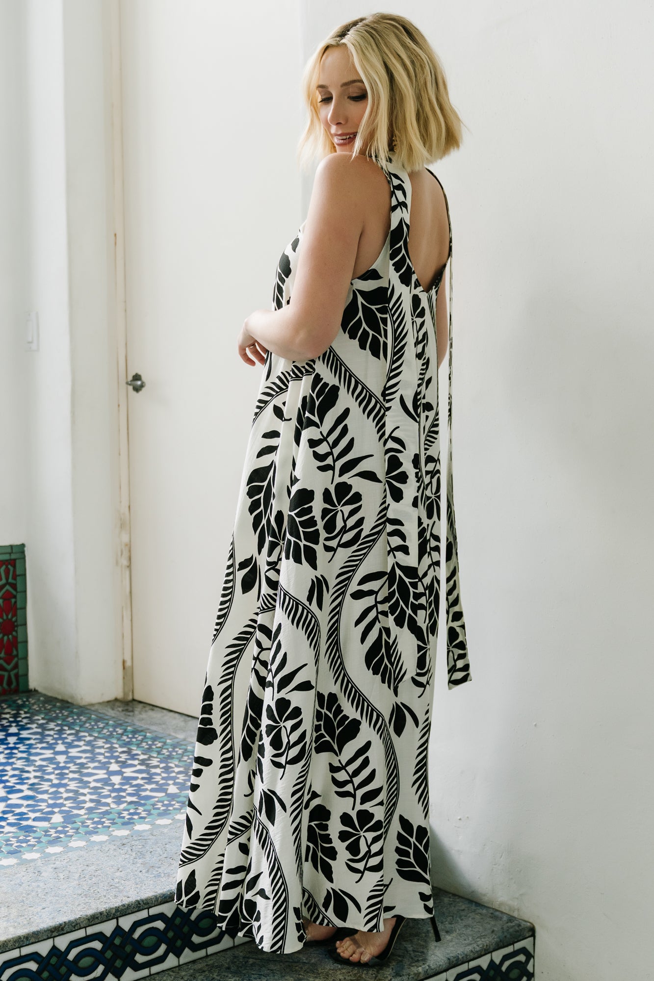 Sofía Maxi Dress | Ivory + Black-Glamsiq