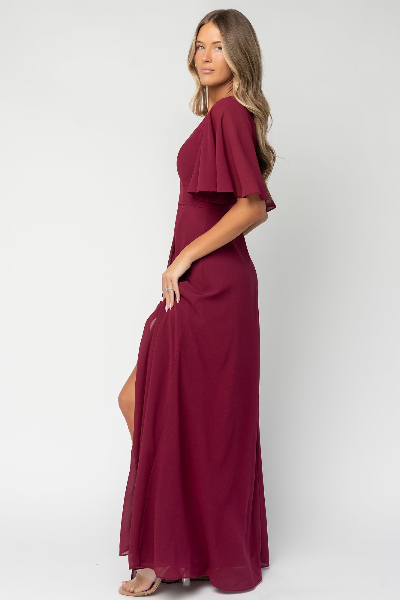 Valetta Maxi Dress | Wine-Glamsiq