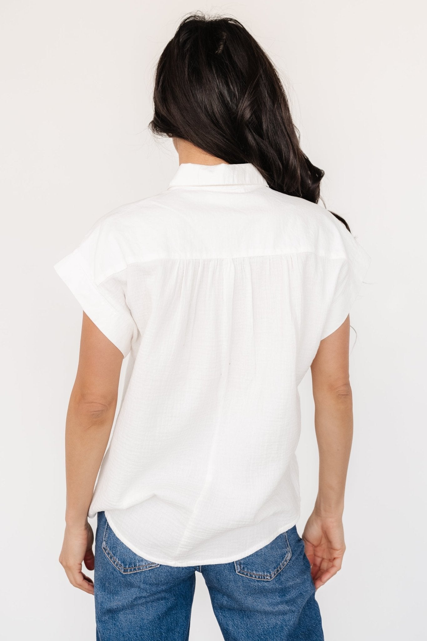 Jaye Button Top | Off White-Glamsiq