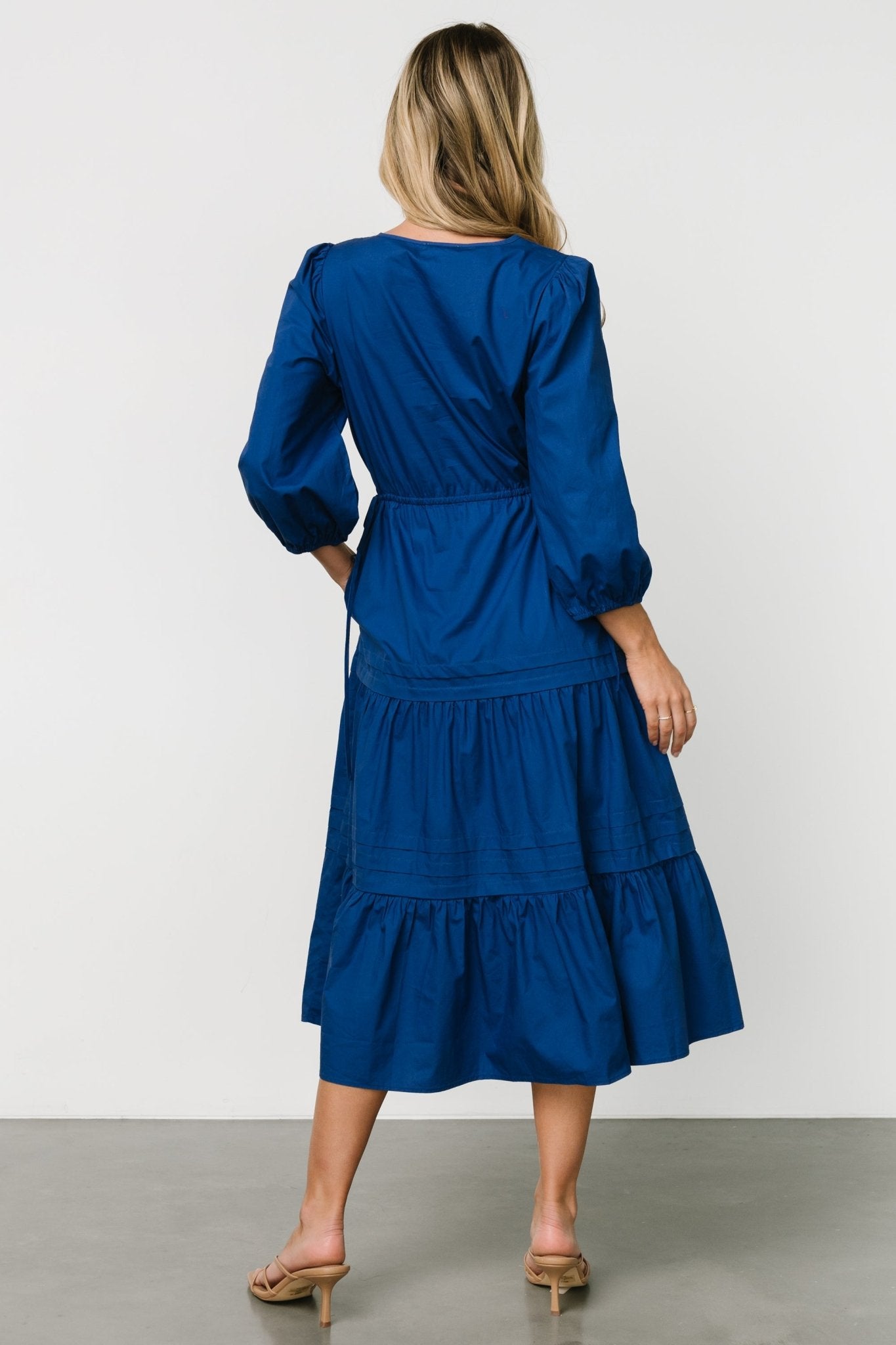 Santa Fe Poplin Midi Dress | Cobalt-Glamsiq