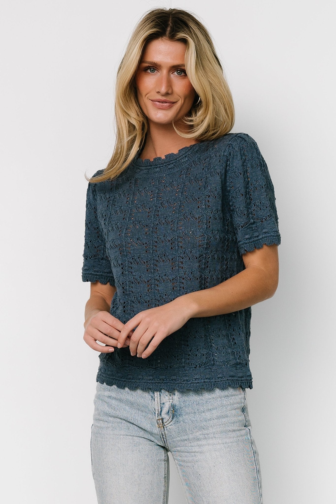 Serenity Knit Sweater Top | Slate-Glamsiq