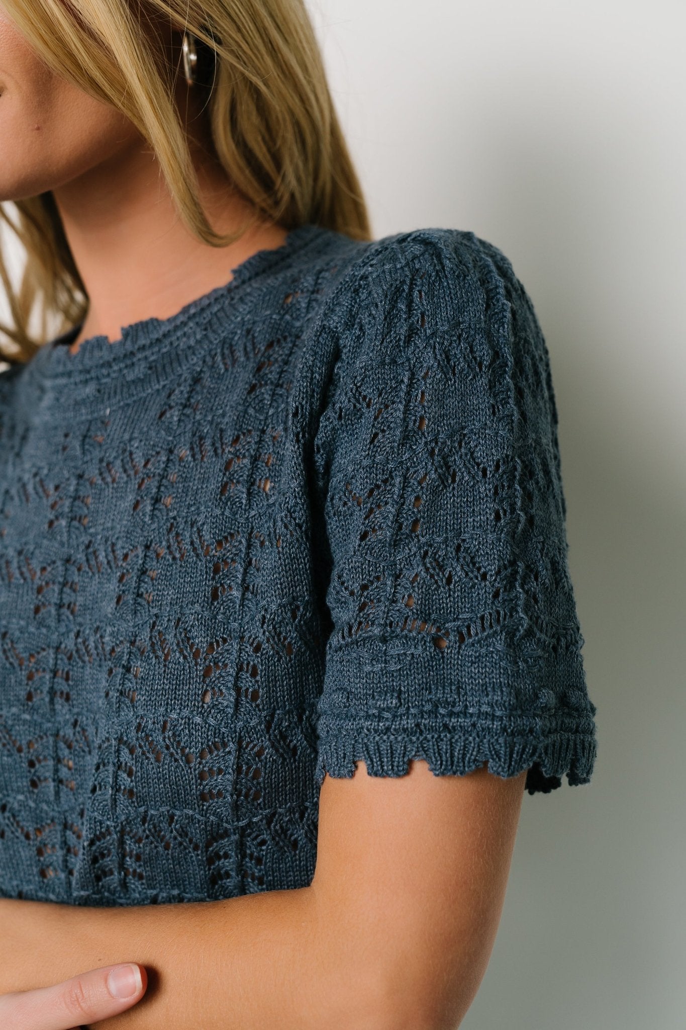 Serenity Knit Sweater Top | Slate-Glamsiq