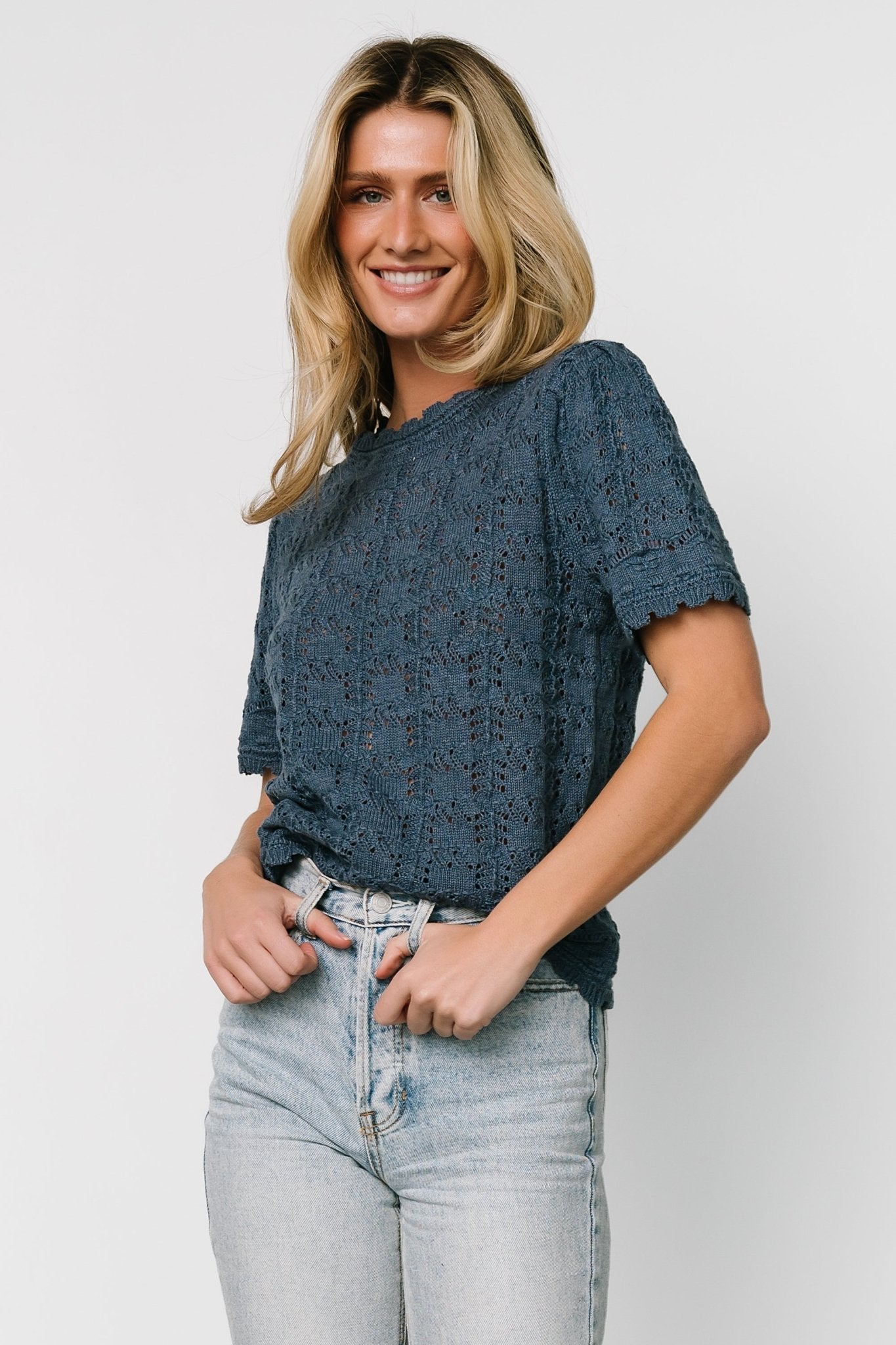Serenity Knit Sweater Top | Slate-Glamsiq
