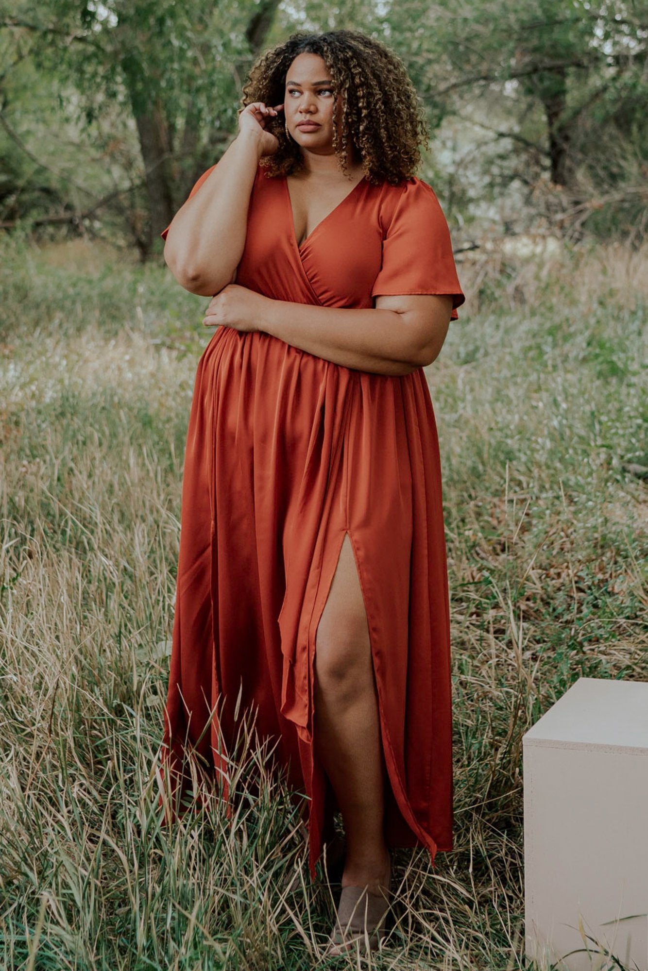 Sicily Satin Maxi Dress | Rust-Glamsiq