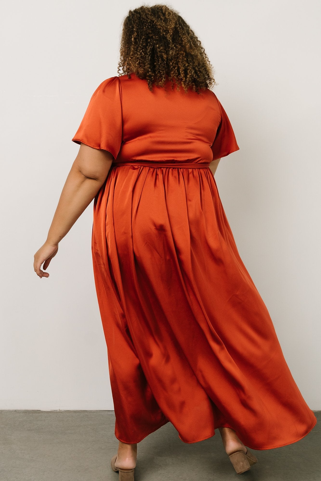 Sicily Satin Maxi Dress | Rust-Glamsiq
