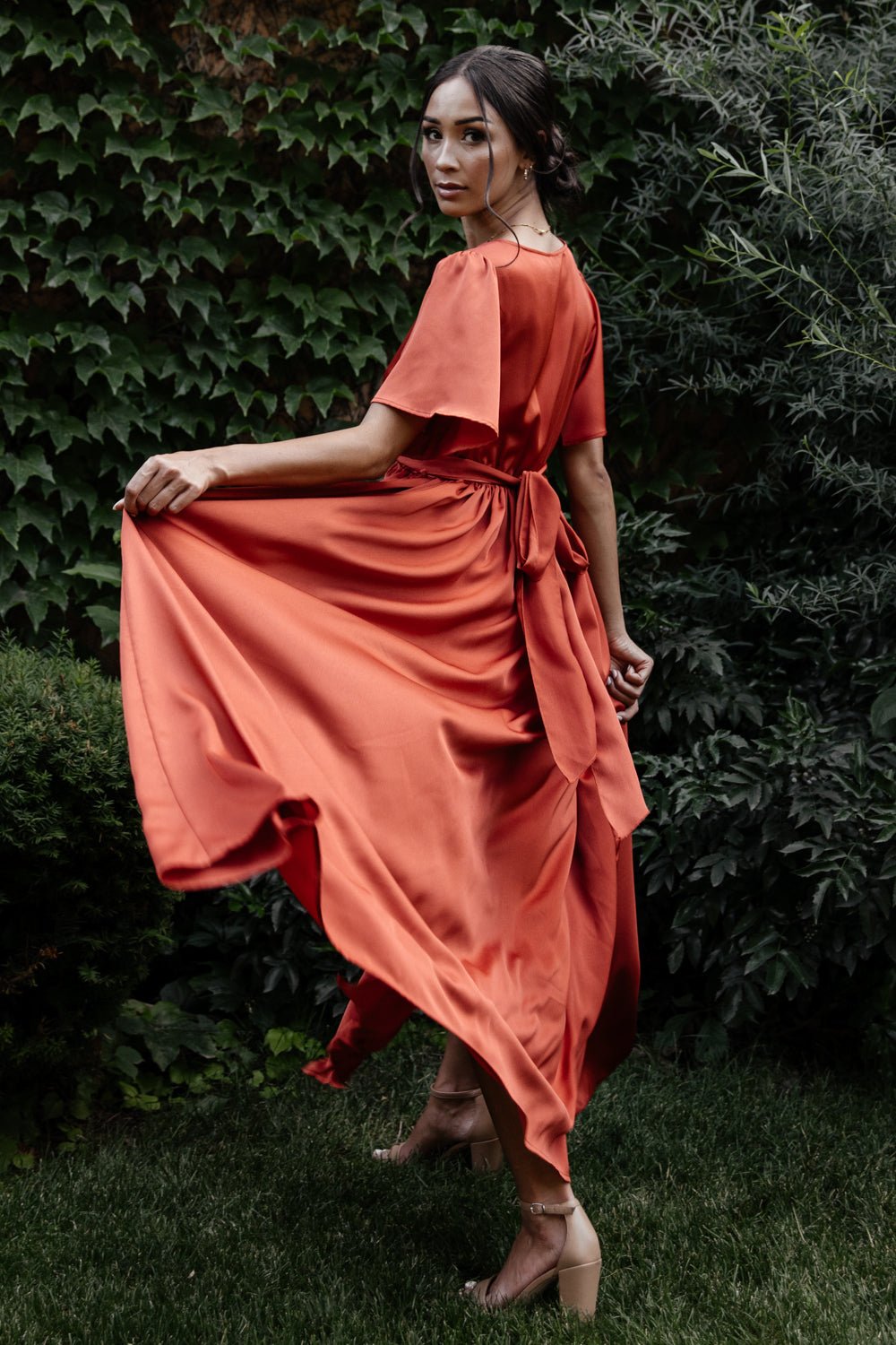 Sicily Satin Maxi Dress | Rust-Glamsiq