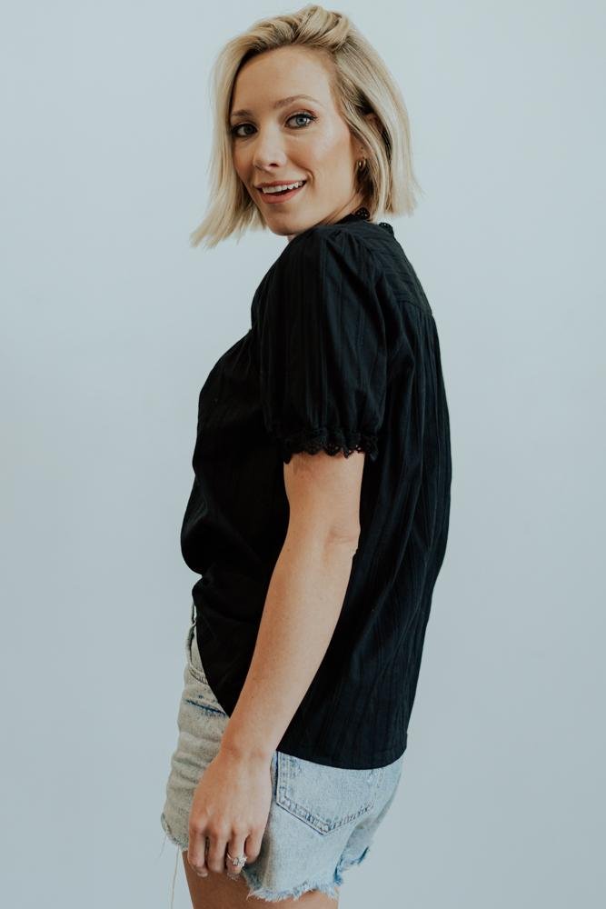 Sloane Button Top | Black-Glamsiq