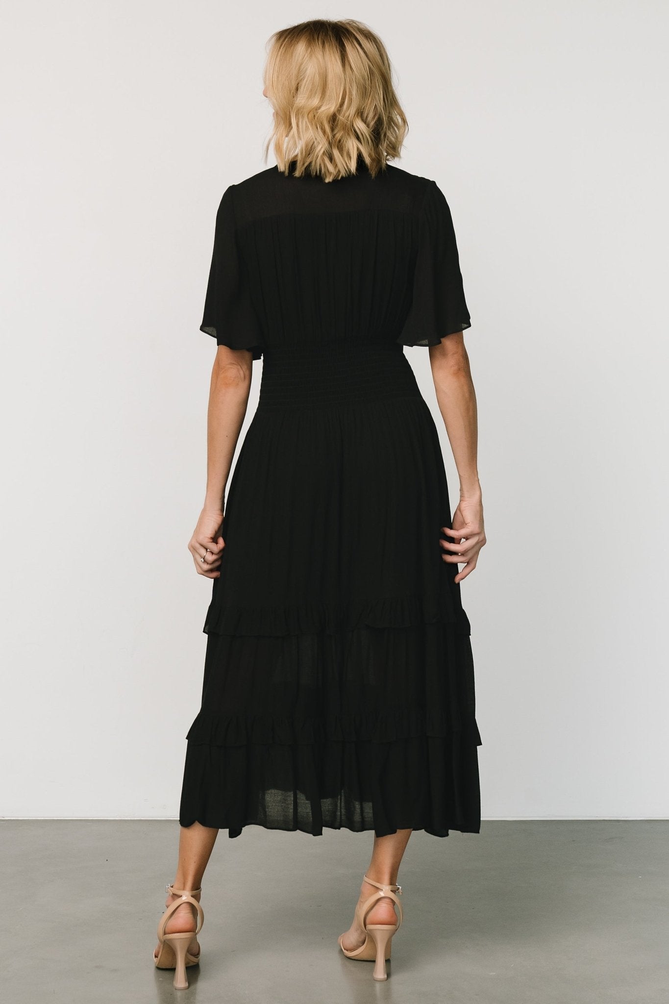 Spell Boho Midi Dress | Black-Glamsiq