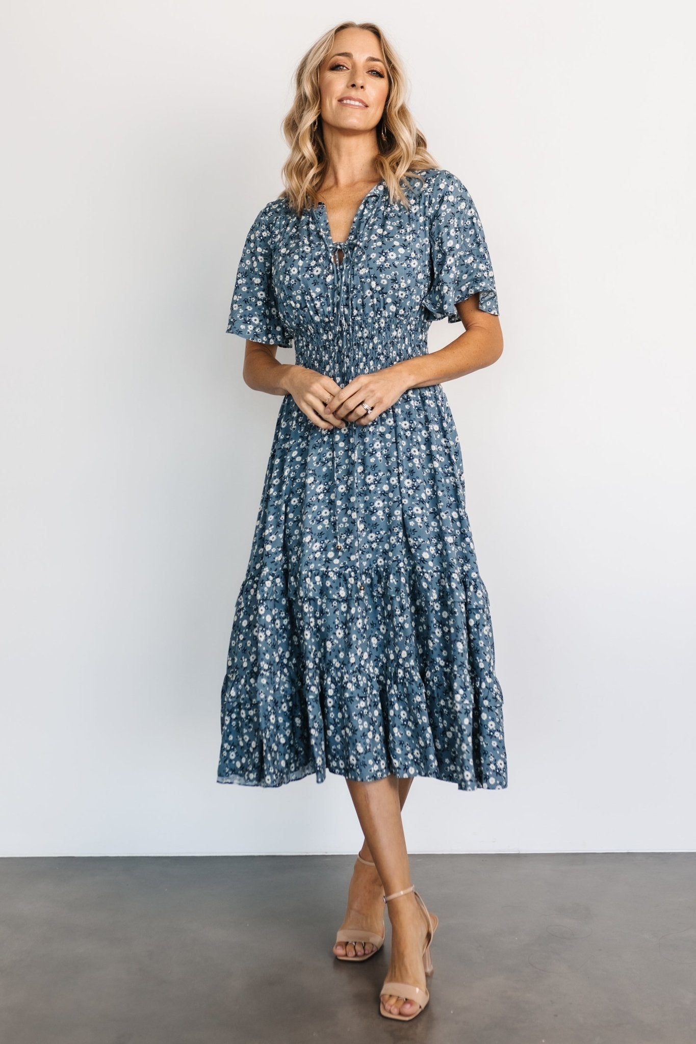 Spell Boho Midi Dress | Blue Floral-Glamsiq