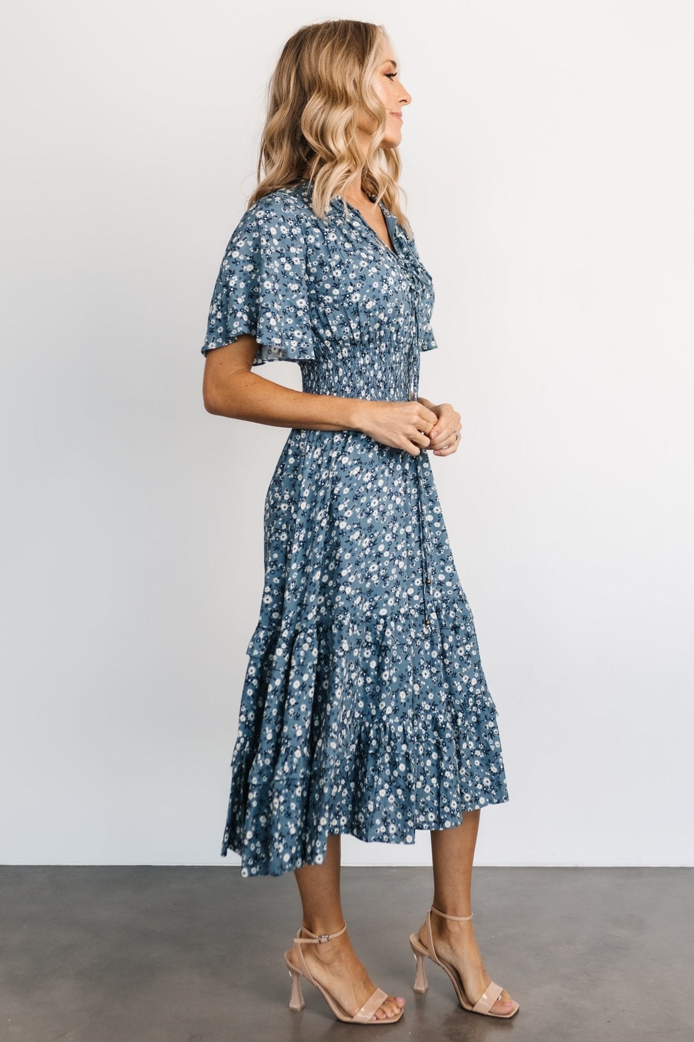 Spell Boho Midi Dress | Blue Floral-Glamsiq