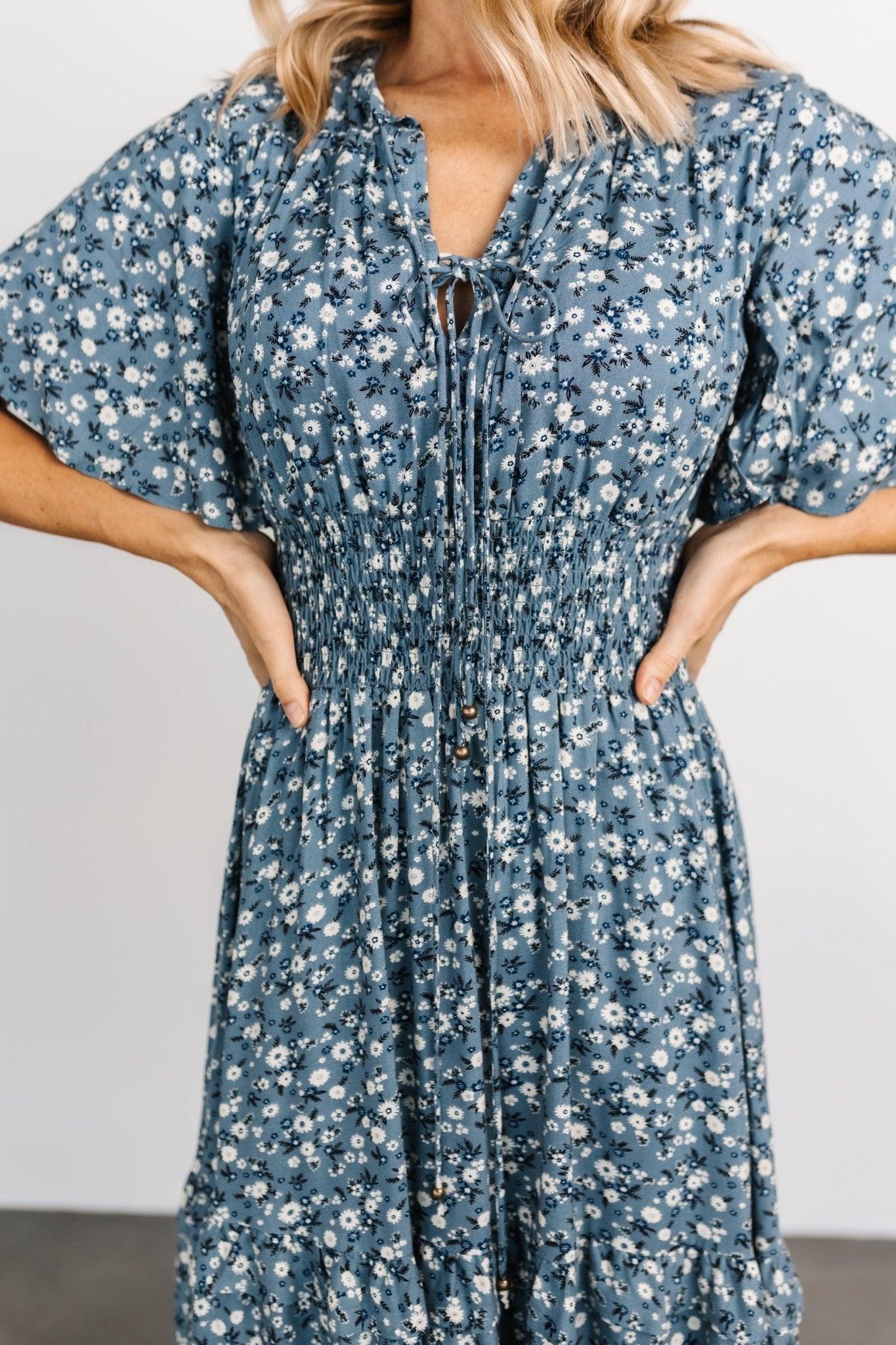 Spell Boho Midi Dress | Blue Floral-Glamsiq