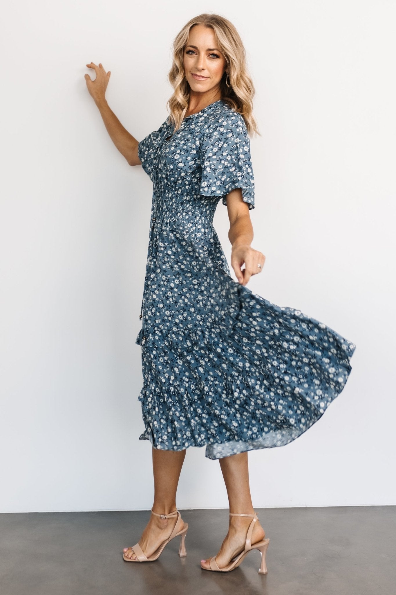 Spell Boho Midi Dress | Blue Floral-Glamsiq