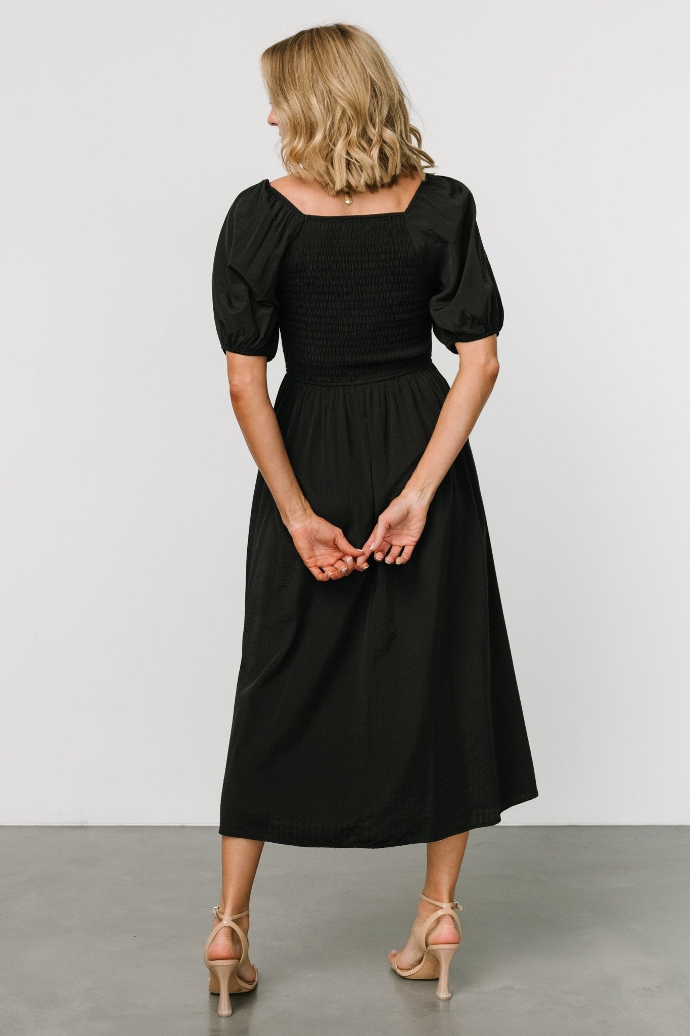 Stefania Midi Dress | Black-Glamsiq