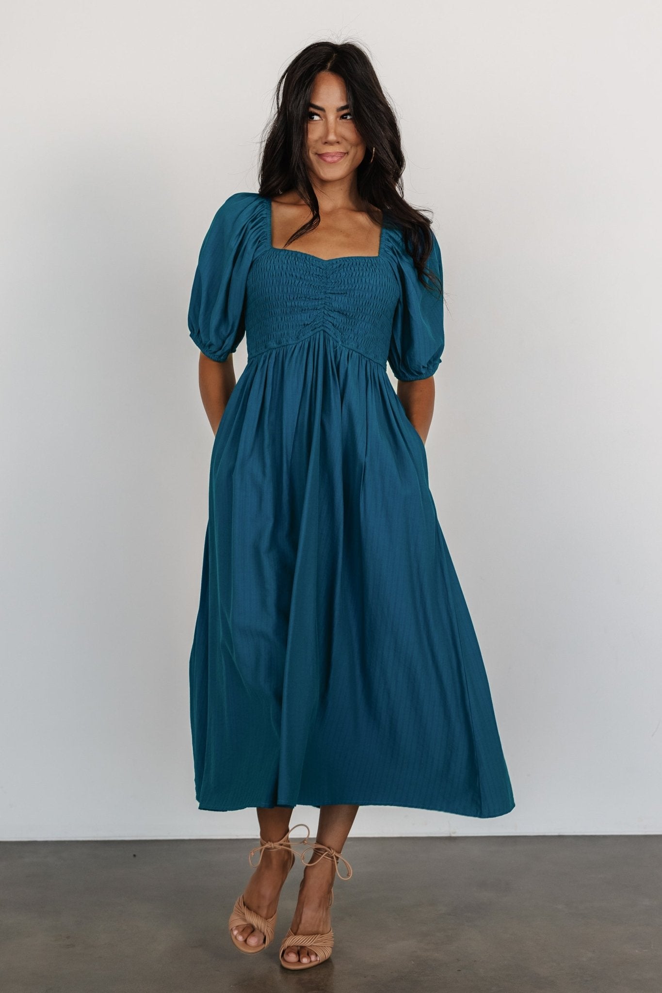 Stefania Midi Dress | Mediterranean Blue-Glamsiq