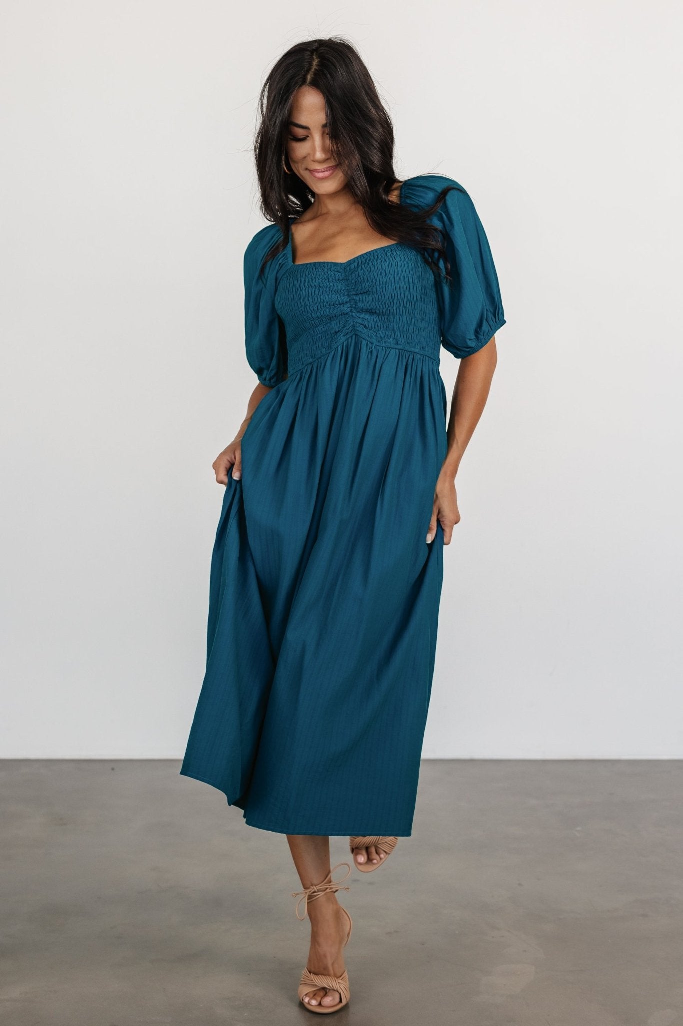 Stefania Midi Dress | Mediterranean Blue-Glamsiq