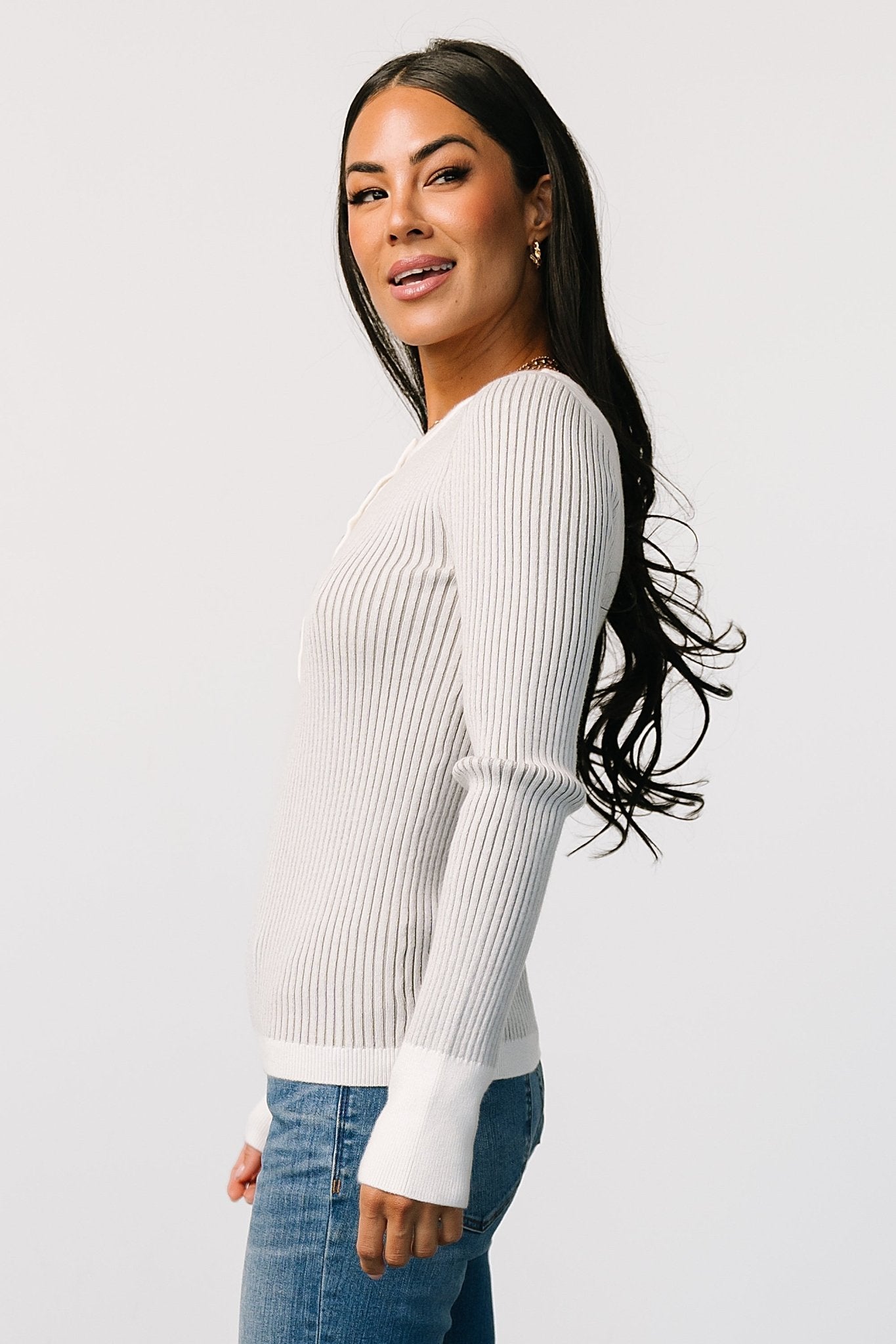 Stevie Ribbed Sweater | Gray-Glamsiq