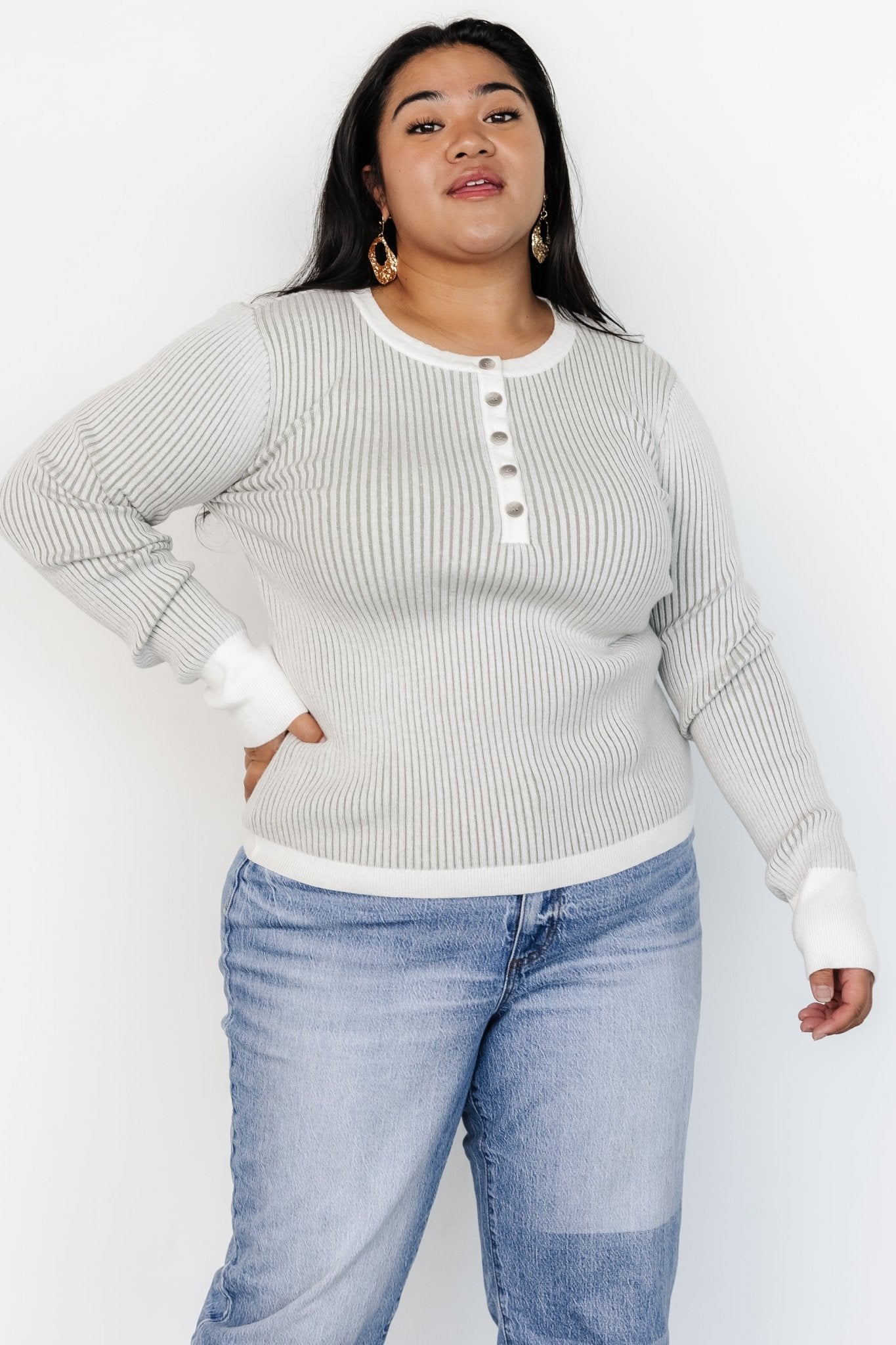 Stevie Ribbed Sweater | Gray-Glamsiq