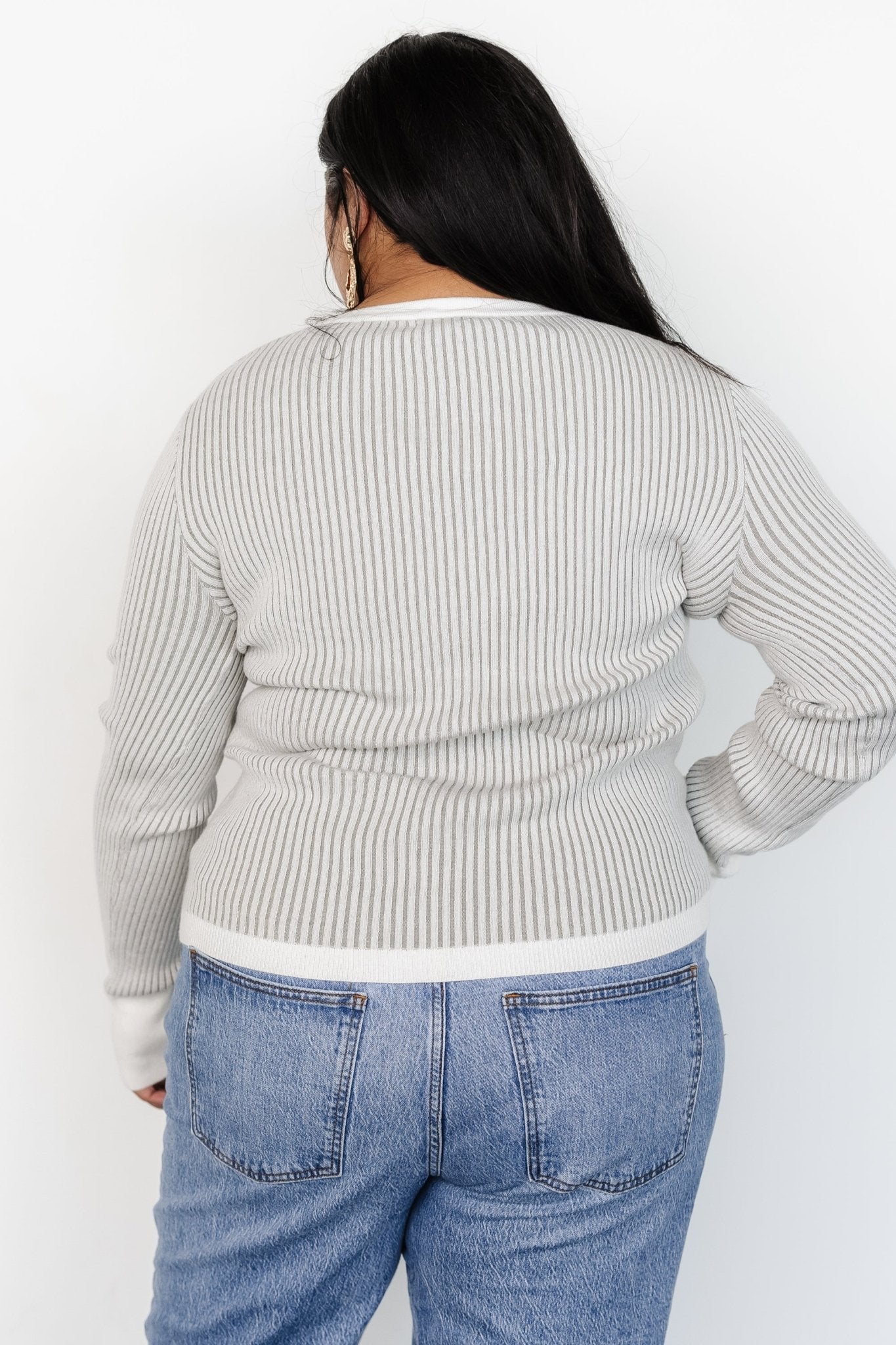 Stevie Ribbed Sweater | Gray-Glamsiq